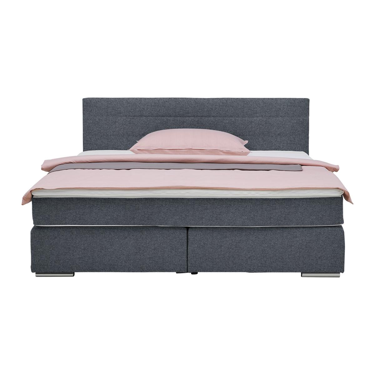 Boxspringbett Palermo in Anthrazit ca. 160x200cm - Chromfarben/Anthrazit, KONVENTIONELL, Kunststoff/Textil (160/200cm) - Based