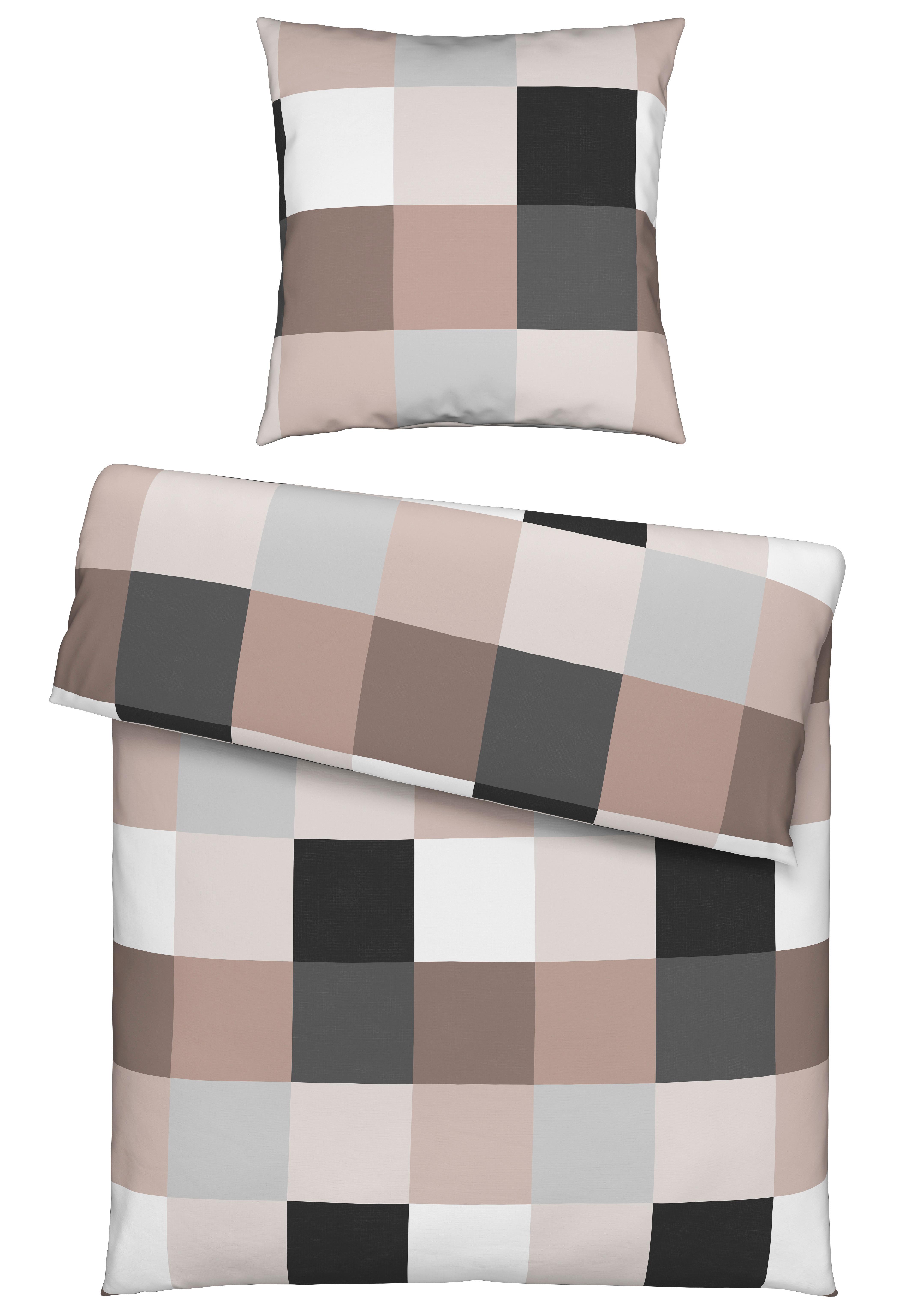 POŚCIEL CHECK - taupe, tkanina (135/200cm) - Novel