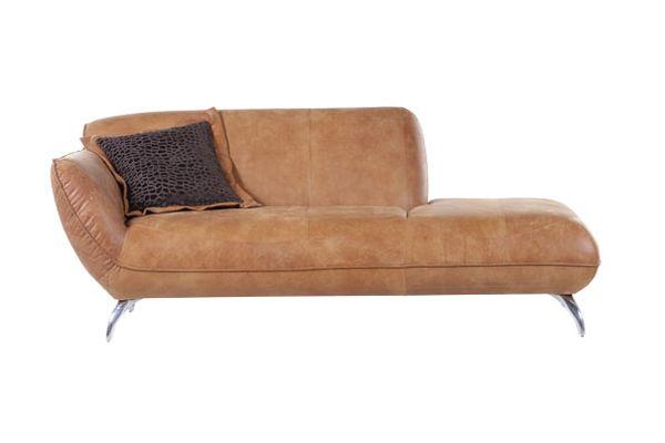 Chaiselongue aus Echtleder - Hellbraun/Alufarben, Lifestyle, Leder (200/83/45/100cm) - Premium Living