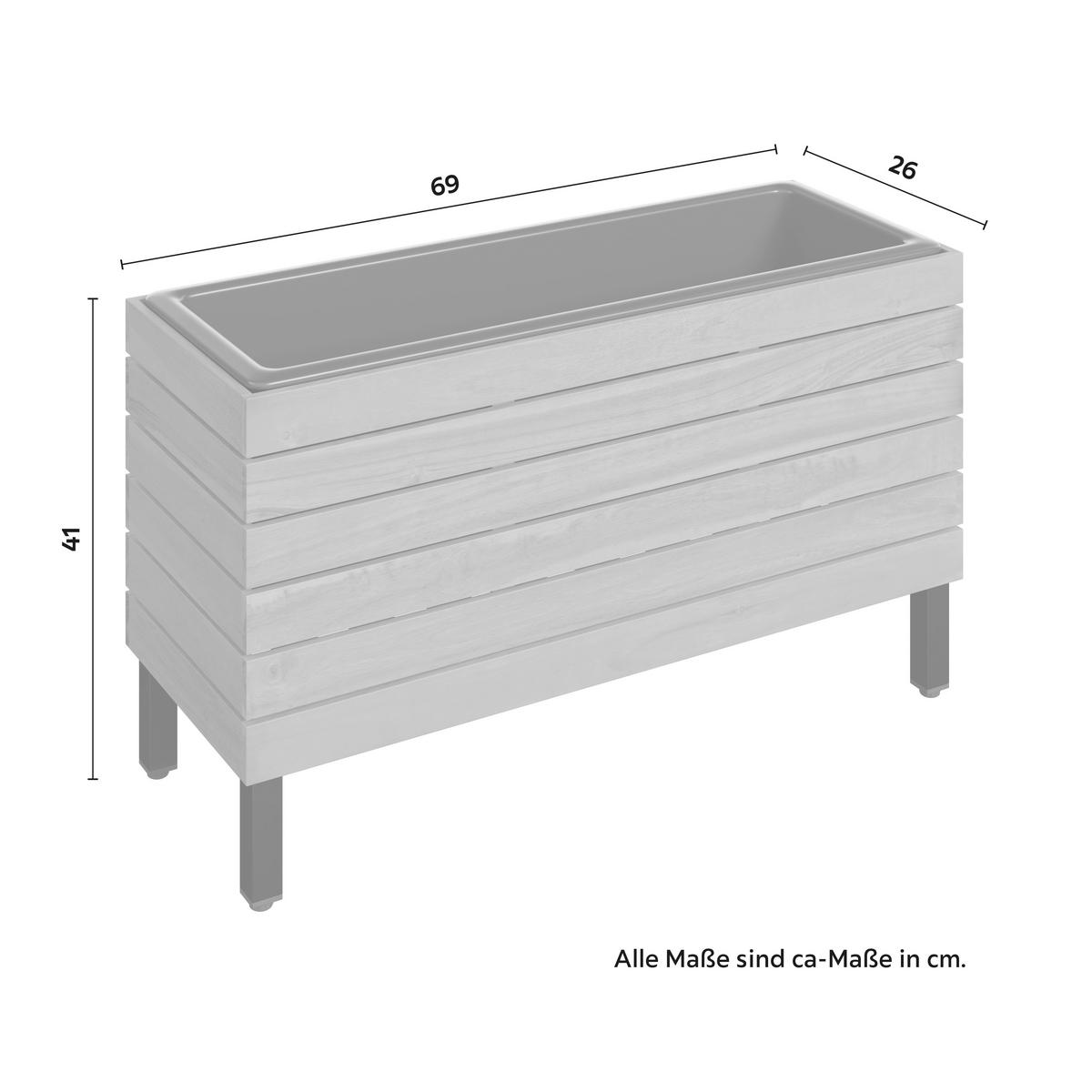 Hochbeet Marlo Echtholz massiv ca. 69x41x26 cm - Schwarz/Akaziefarben, MODERN, Holz/Kunststoff (69/41/26cm) - Bessagi Garden