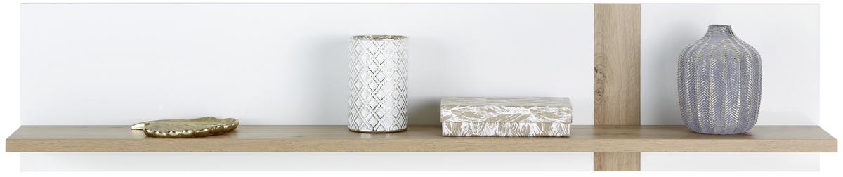 Poliță de perete VIOLA - alb/culoare lemn stejar, Modern, plastic/metal (140/29,6/21,9cm) - Premium Living
