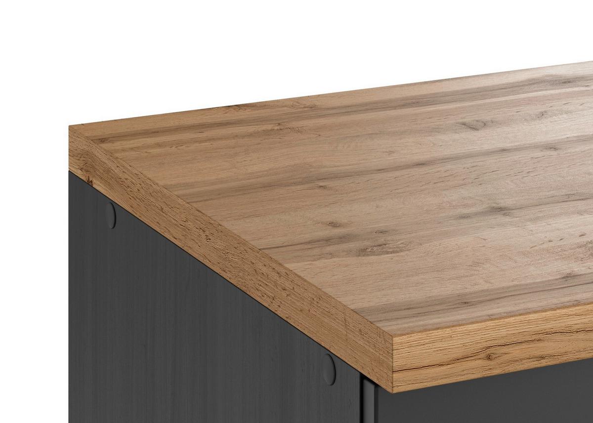Spülenunterschrank Meran ca. 120x86x60 Grau/Eiche - Eiche Wotan/Schwarz, LIFESTYLE, Holzwerkstoff/Metall (120/86/60cm) - Held