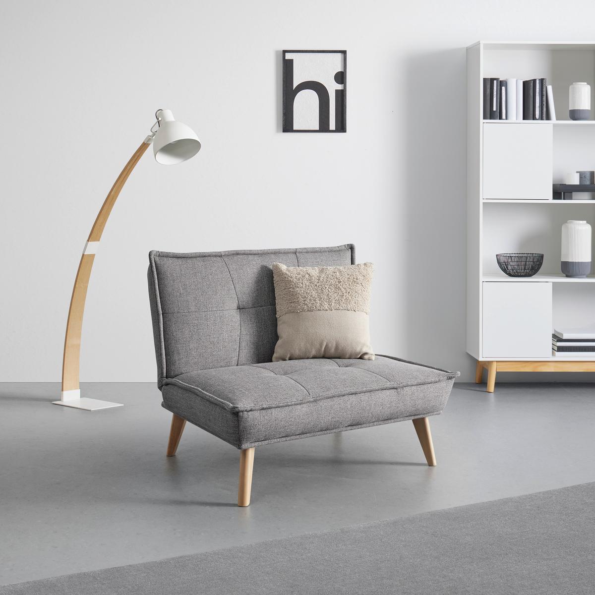 Schlafsessel Romeo Grau Webstoff - Grau, MODERN, Holz/Textil (99/83/84cm) - Bessagi Home