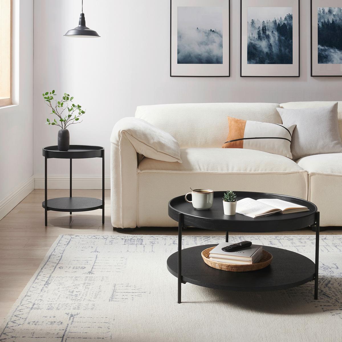 Klubska Miza Rund, Črna - črna, Design, kovina/leseni material (69/39cm) - Livetastic