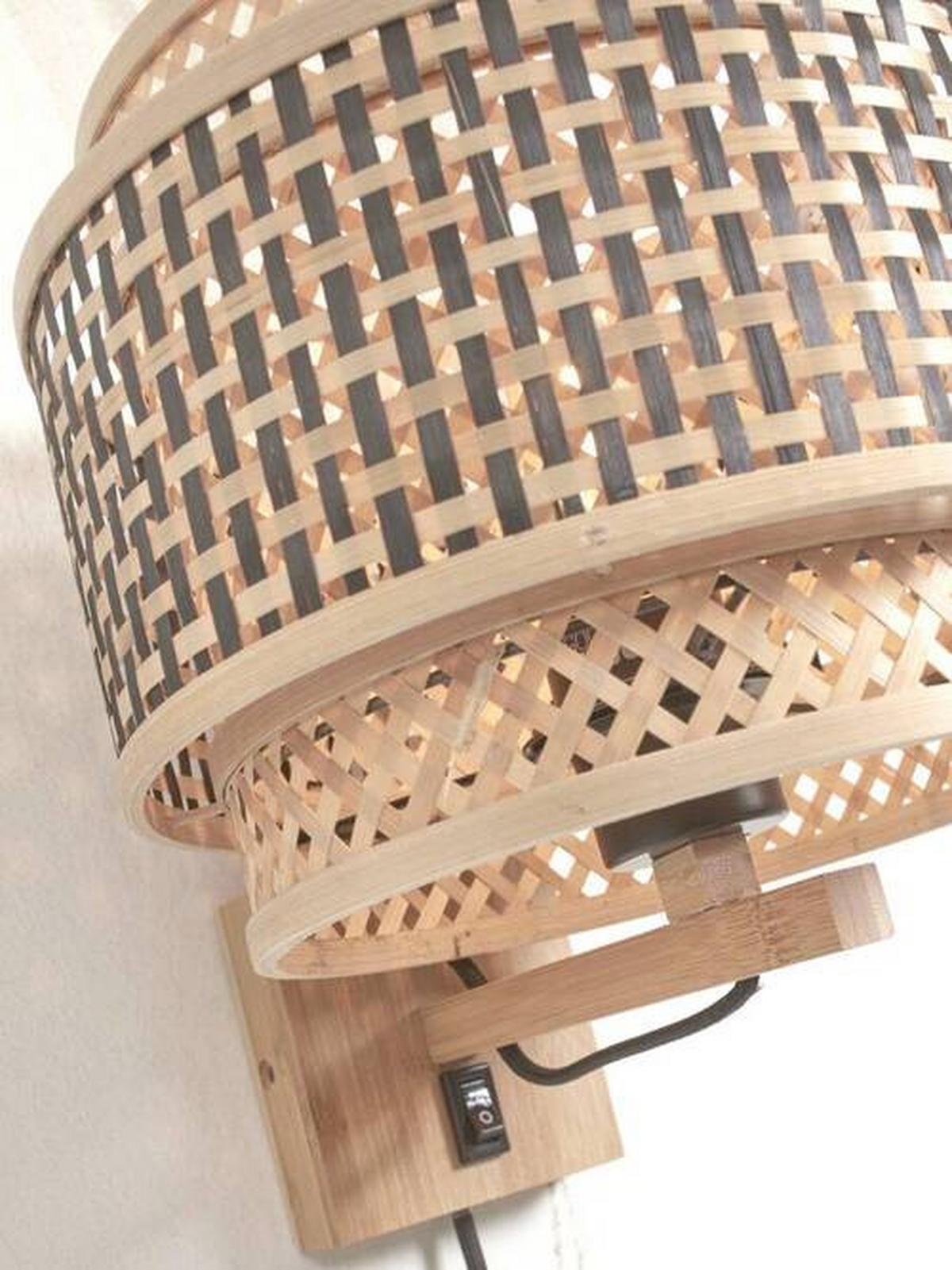 Stenska Svetilka Bhutan, Črna, Bambus - črna/naravne barve, Trend, les (25/29/25cm) - Good & Mojo