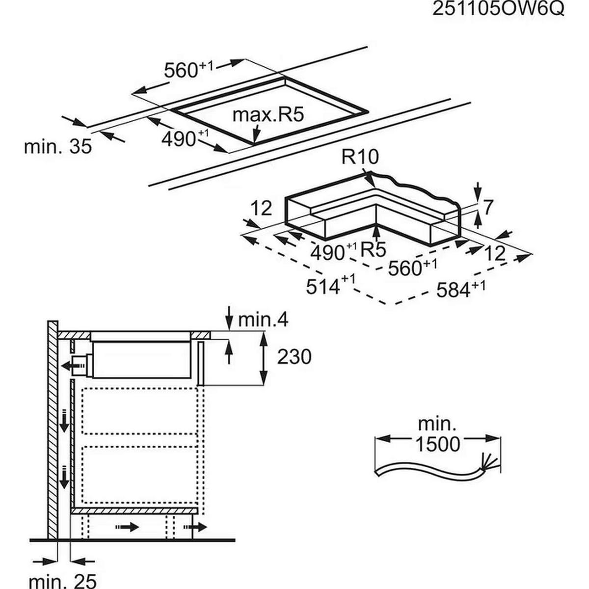 Kochfeld-Dunstabzug-Kombi XUB6643IT Schwarz - Schwarz, MODERN, Glas (58/22,5/51cm) - AEG