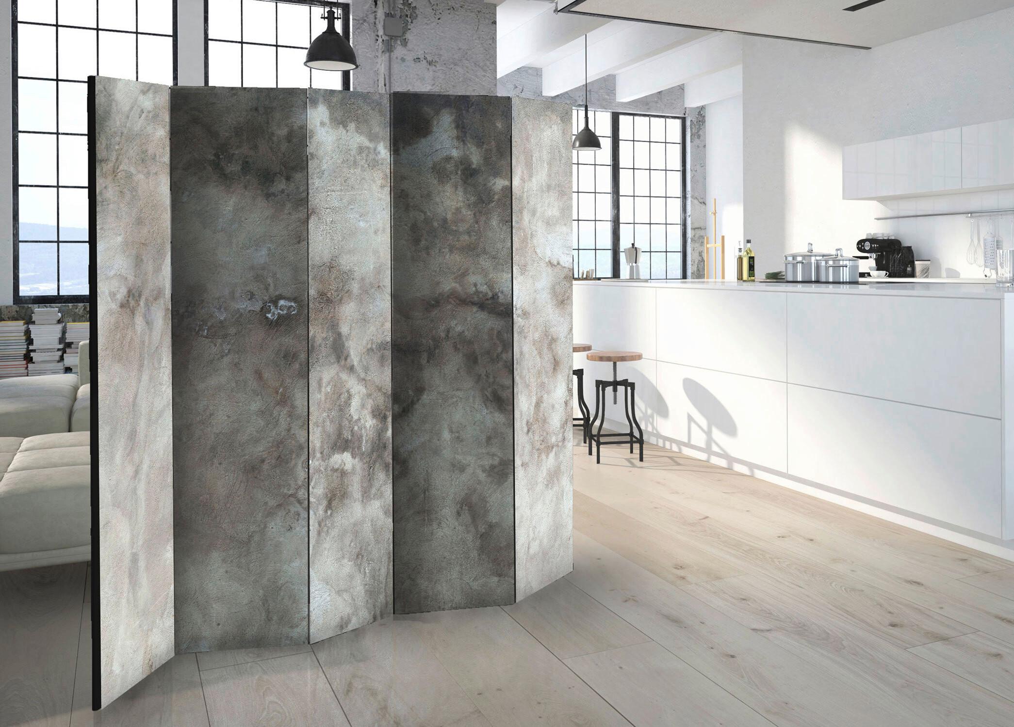 Paravent Hail Cloud II Grau/Greige - Greige/Grau, Basics, Holz/Textil (225/172/3cm) - artgeist