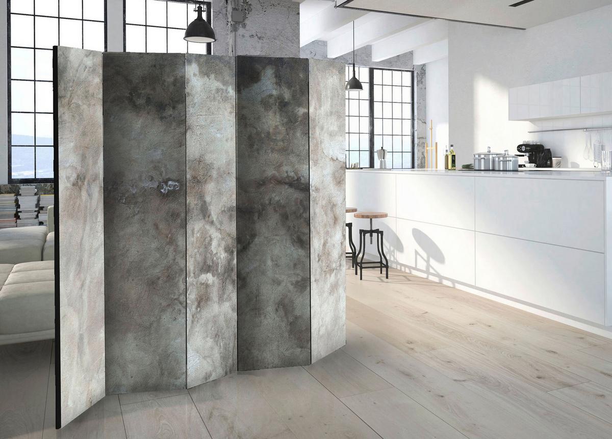 Paravent Hail Cloud II Grau/Greige - Greige/Grau, Basics, Holz/Textil (225/172/3cm) - artgeist