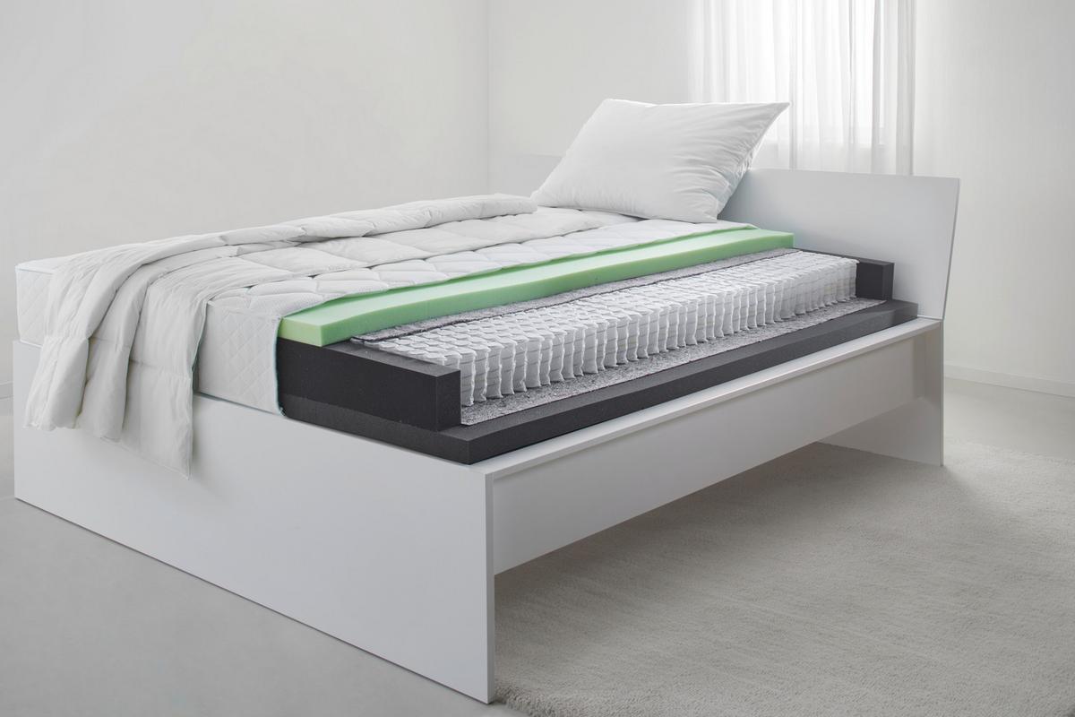 Ležišče Z Žepkastim Vzmetenjem Komfort 1000, 90x200 - bela, tekstil (90/200cm) - Premium Living