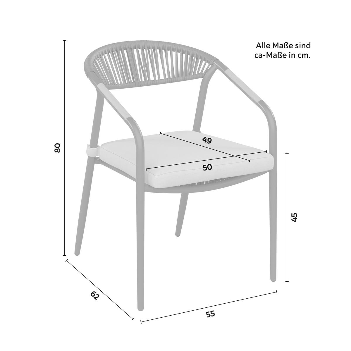 Gartenstuhl Maxi Antrhazit Aluminium - Anthrazit/Beige, MODERN, Holz/Kunststoff (55/80/62cm) - Mömax