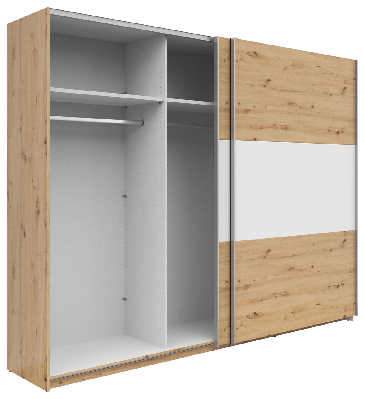 Ormar S Kliznim Vratima Saturn - bijela/srebrne boje, Konvencionalno, drvni materijal/metal (270/210/59cm) - Based