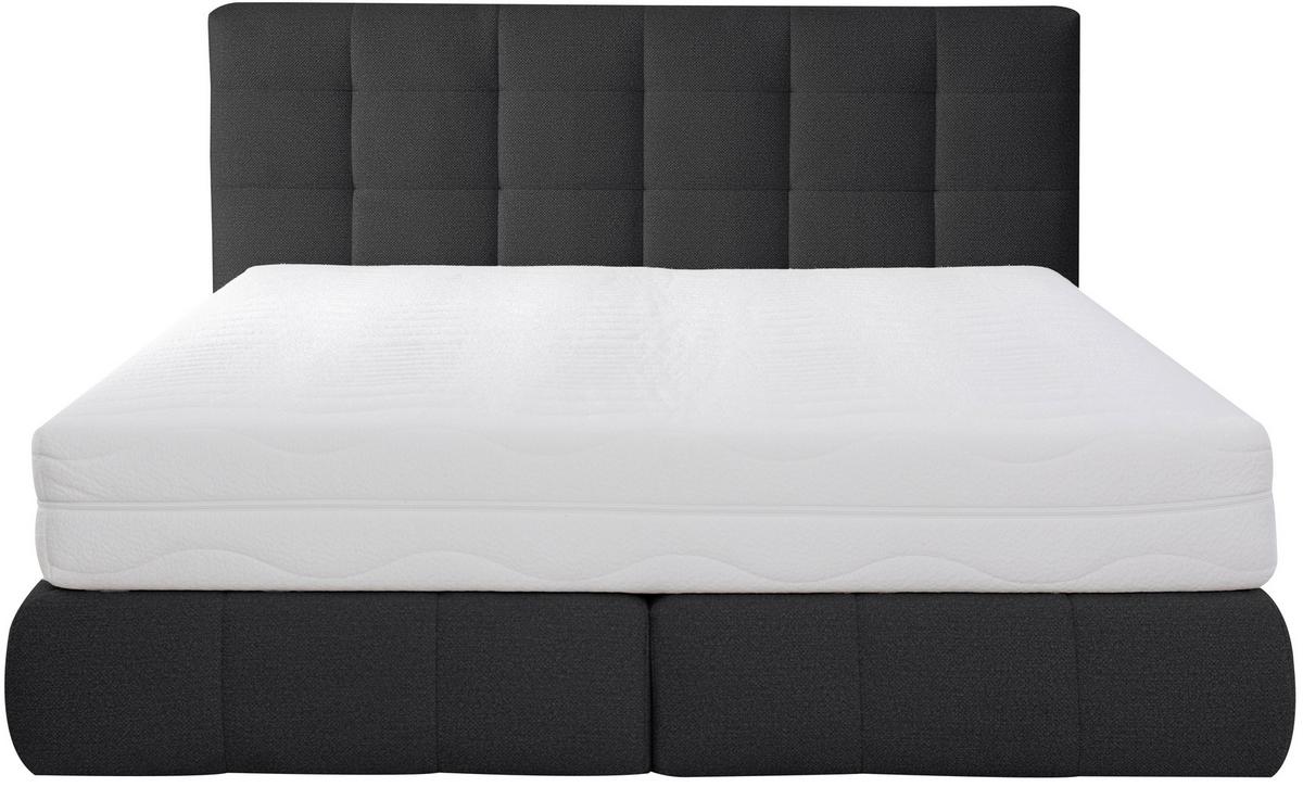 Boxspringbett Lavenito Schwarz ca. 200x200cm - Schwarz, KONVENTIONELL, Textil (200/200cm) - Premium Living