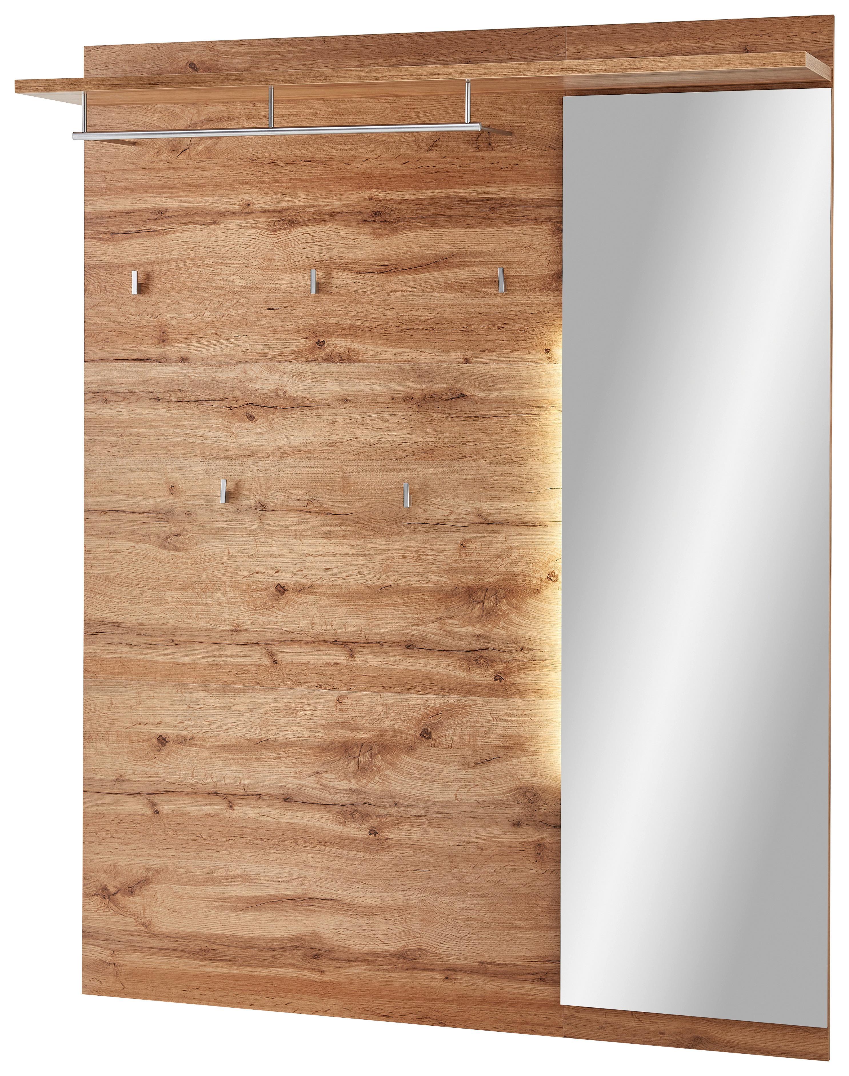 Garderobenpaneel in Eichefarben - Eichefarben/Eiche Wotan, KONVENTIONELL, Glas/Holzwerkstoff (126/163/30cm) - Mömax