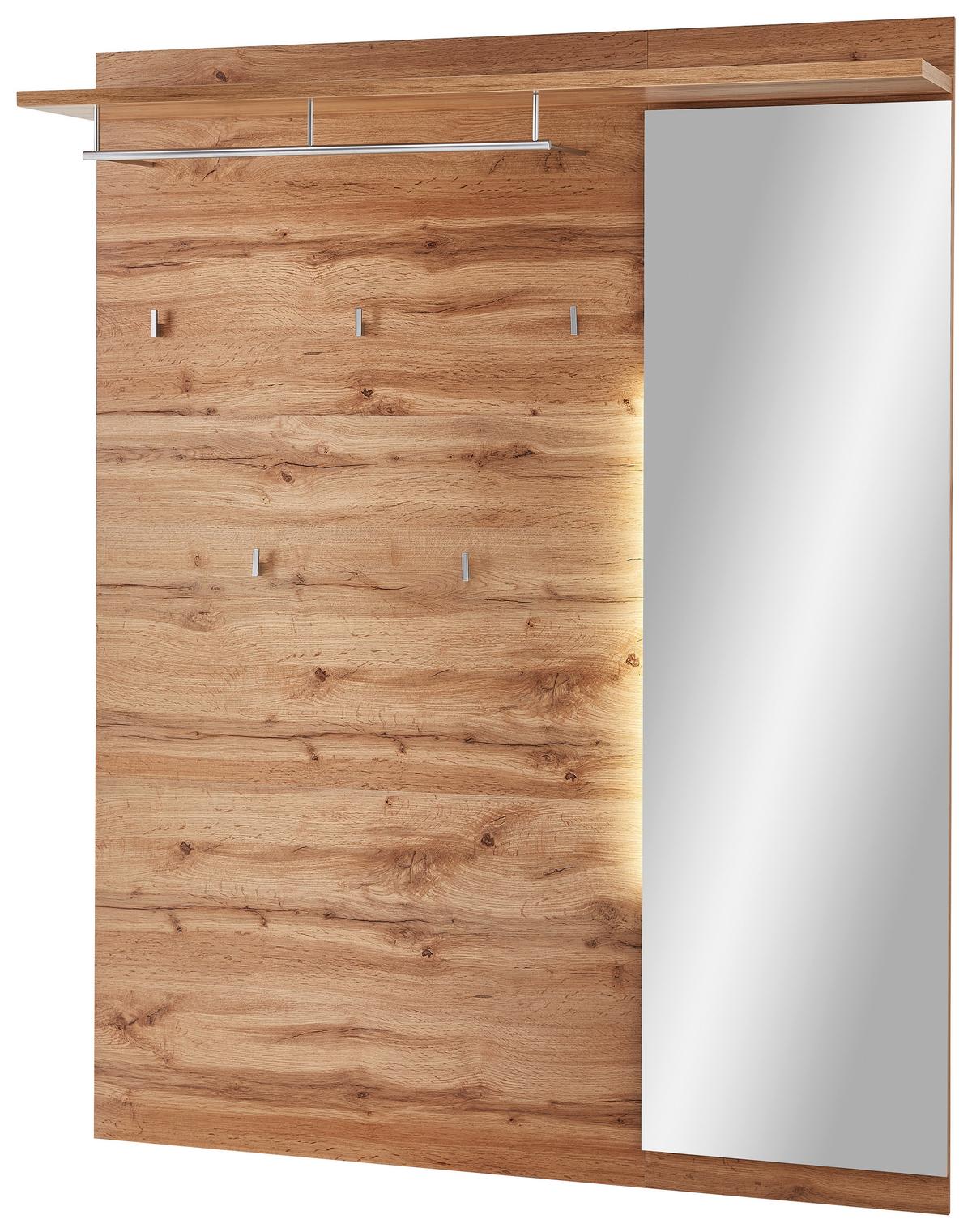 Garderobenpaneel in Eichefarben - Eichefarben/Eiche Wotan, Konventionell, Glas/Holzwerkstoff (126/163/30cm) - Mömax