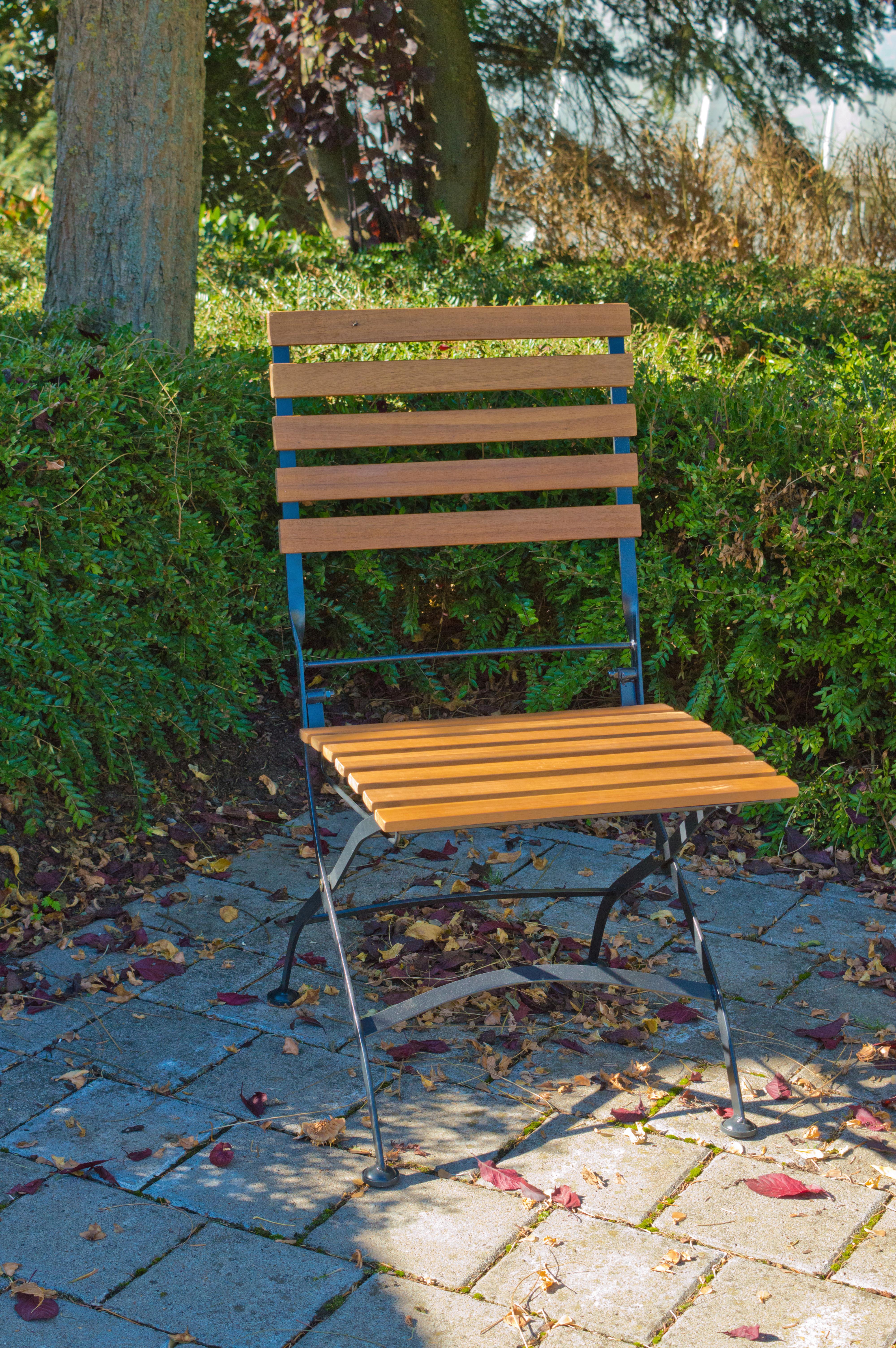 Zložljiv Vrtni Stol Lindau, 2-Delni Set, Antracit - antracit/barve akacije, Basics, kovina/les (45/89/58cm) - Gardenson