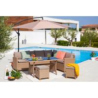 Gartenlounge Liow 2 In Beige - Beige/Braun, Glas/Kunststoff (235/175cm) - Mömax