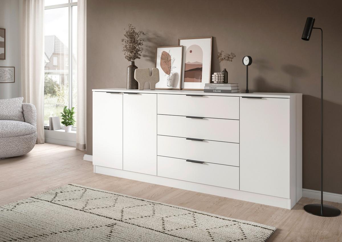 Kommode Kopenhagen Weiß - Schwarz/Weiß, Design, Holzwerkstoff/Kunststoff (185/80/35cm) - Livetastic