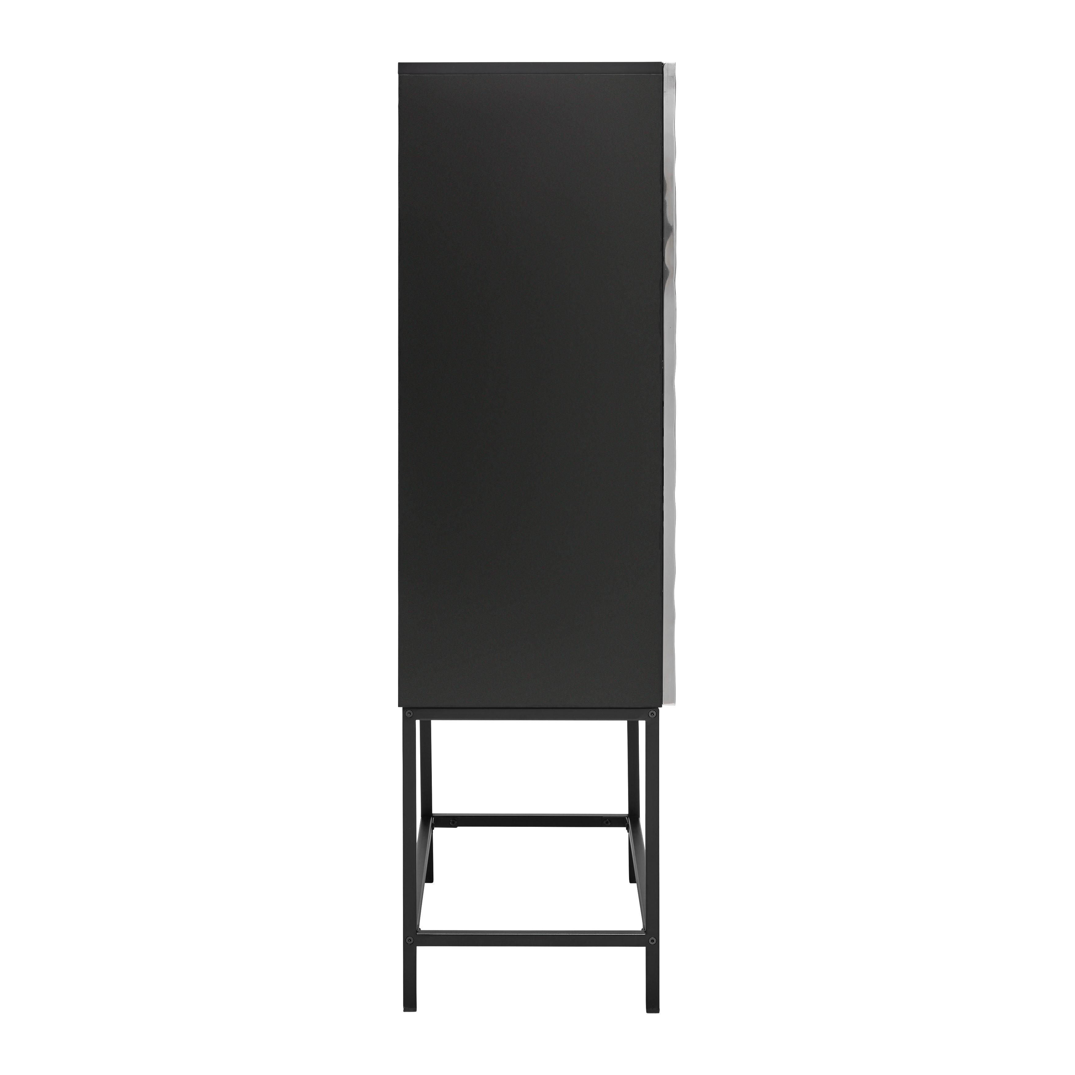 HÖG BYRÅ MARLENE - stålfärgad/svart, Design, metall/trämaterial (80/140/40cm) - Mömax