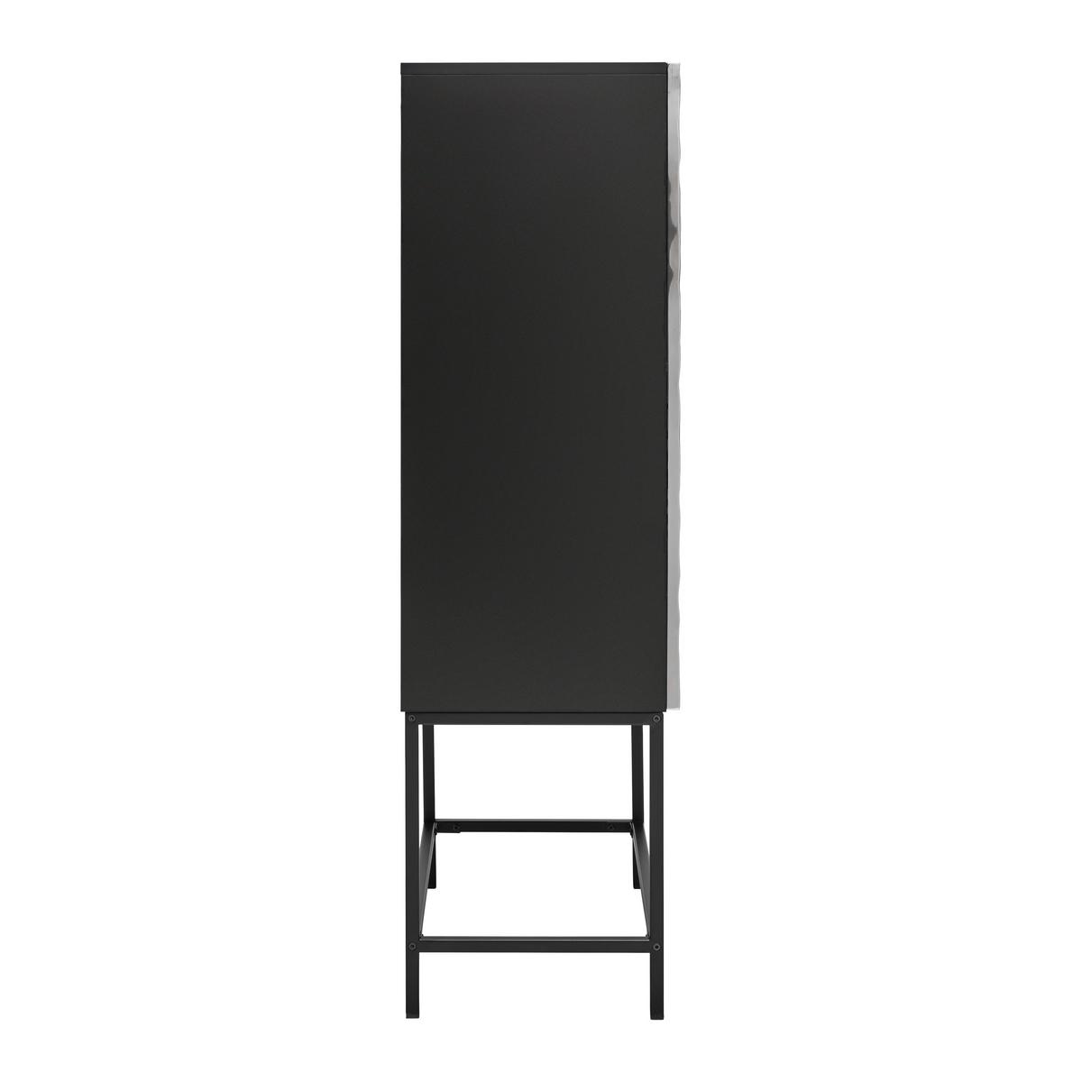 Highboard Marlene Schwarz/Edelstahlfarben - Edelstahlfarben/Schwarz, Design, Holzwerkstoff/Metall (80/140/40cm) - Mömax