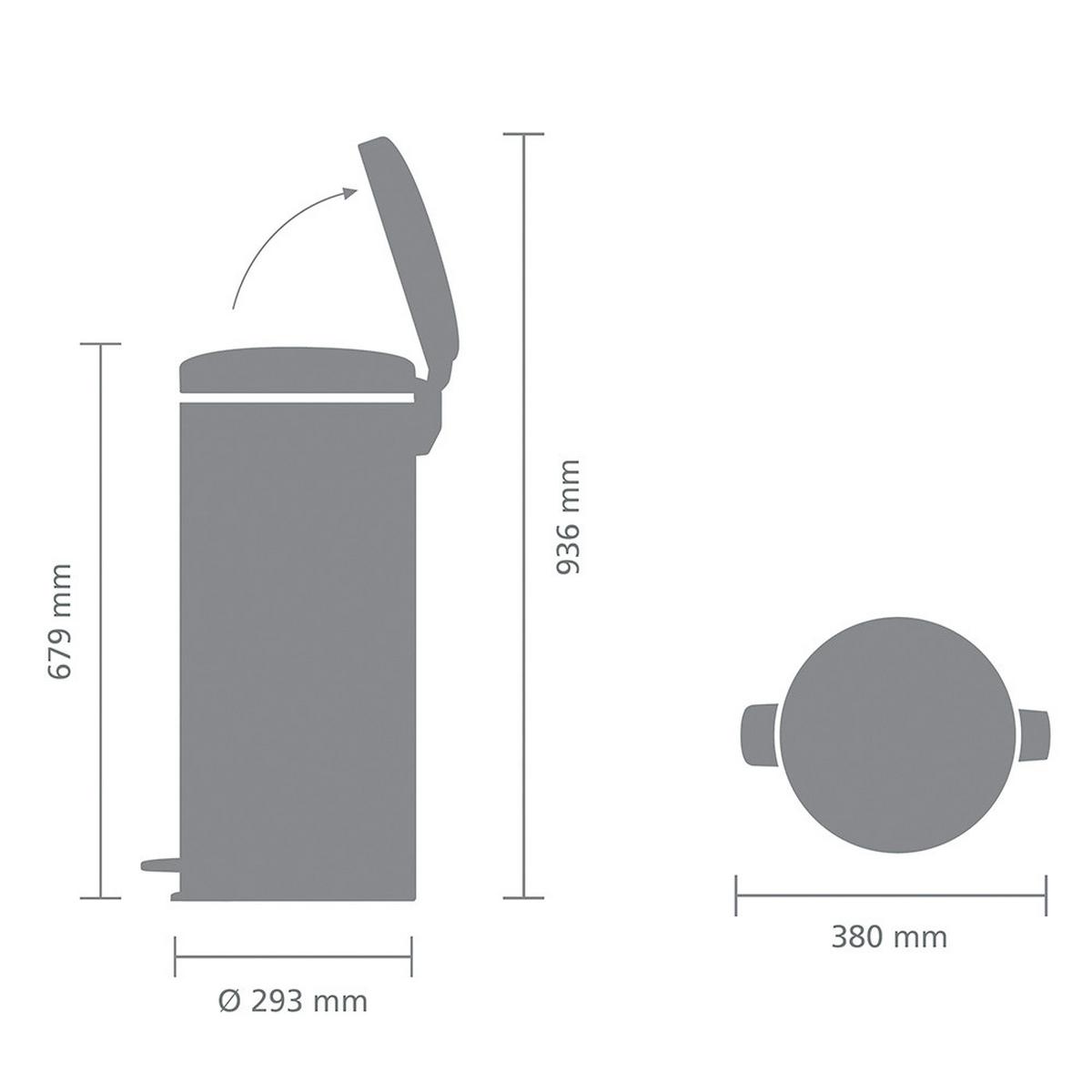KOSZ NA ODPADY 114540 - czarny, Basics, tworzywo sztuczne/metal (29,3/67,9/38cm) - Brabantia