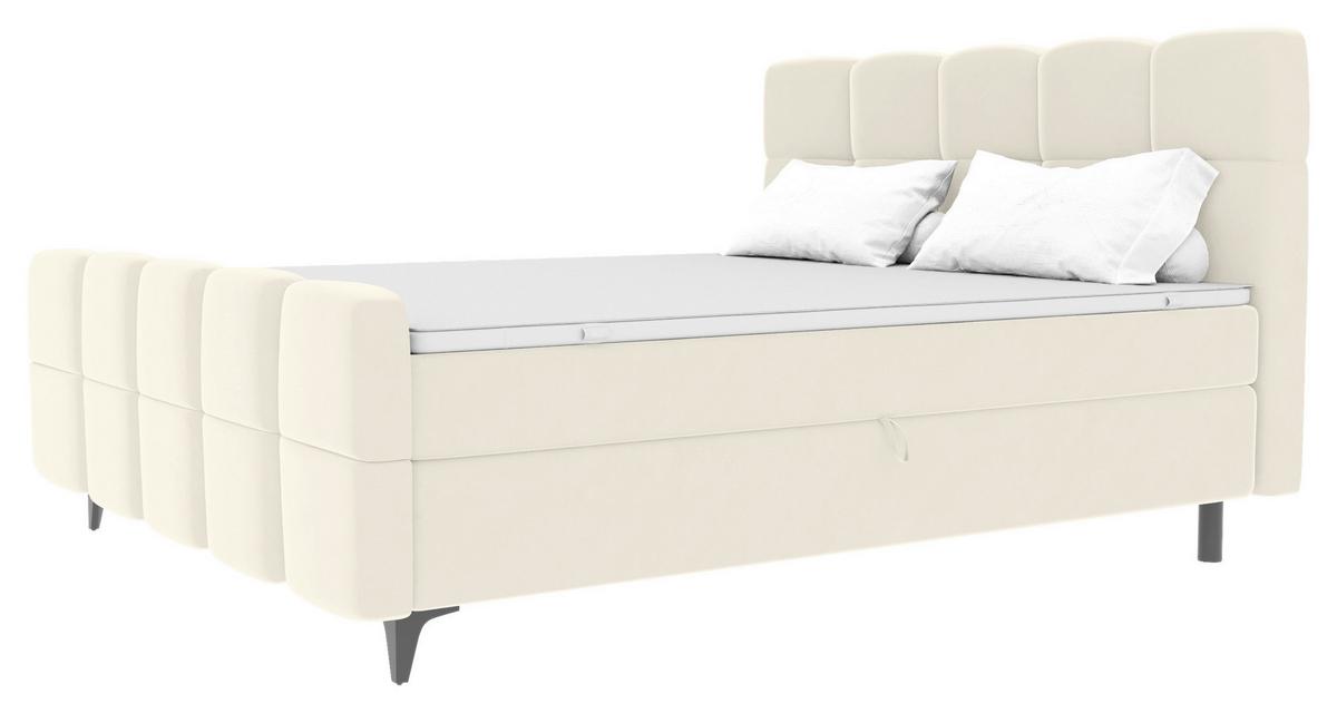 Boxbett Mona Beige ca. 140x200cm - Beige/Schwarz, KONVENTIONELL, Kunststoff/Textil (140/200cm) - Mömax
