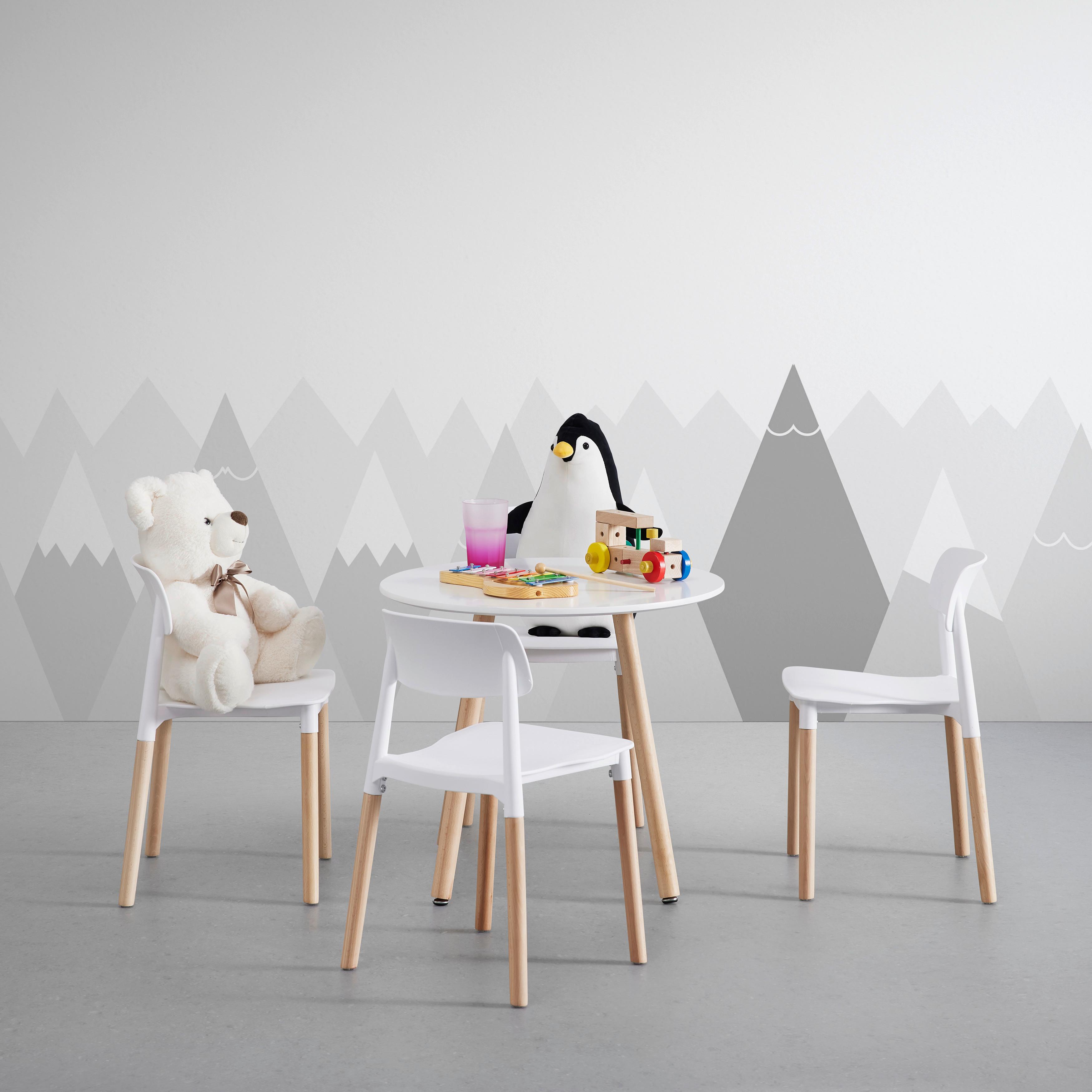 Kindersitzgruppe Dessy Weiß Kunststoff/Holz - Weiß, MODERN, Holz/Kunststoff (60/34,5/48/53/60/31cm) - Bessagi Kids