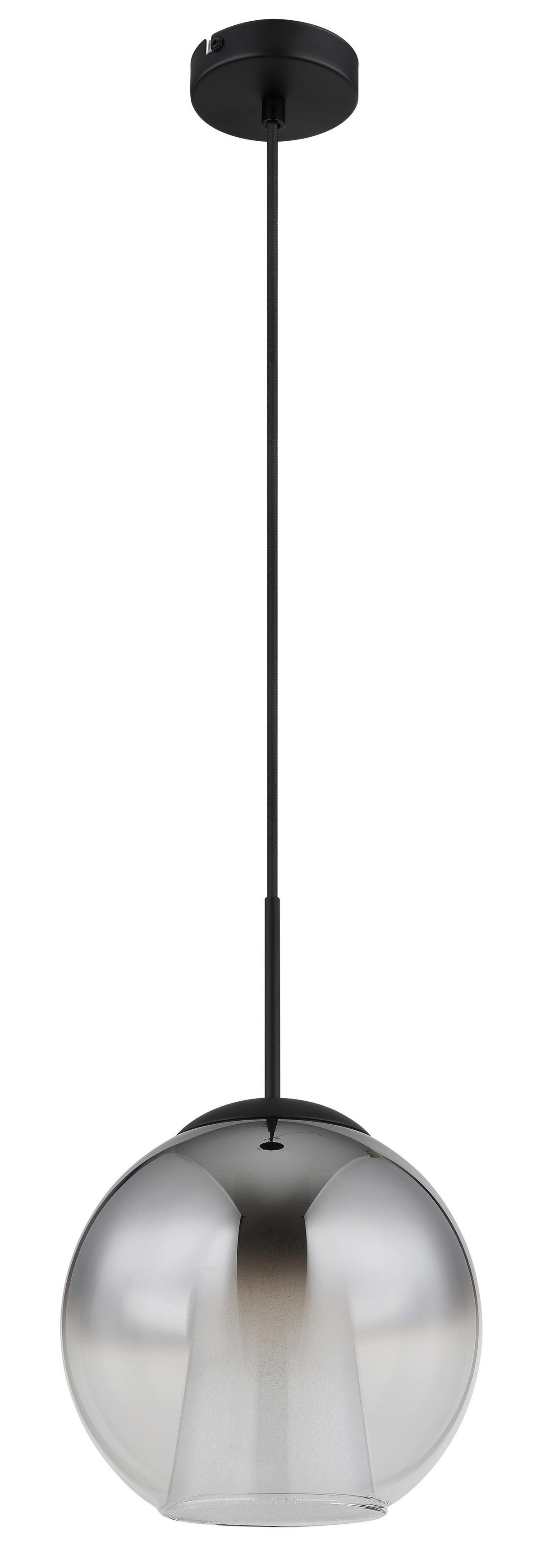 HÄNGELEUCHTE 15749H1 BARRY - Klar/Schwarz, Basics, Glas/Textil (25/120cm) - Globo