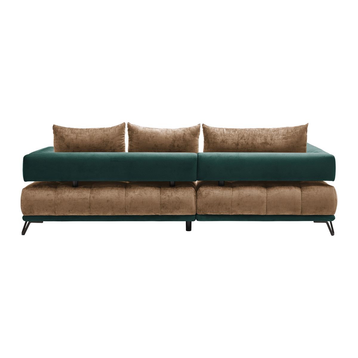 Ecksofa Morgan Dunkelgrün/Cappuccino - Dunkelgrün/Schwarz, MODERN, Textil/Metall (184/67-87/262cm) - Mömax