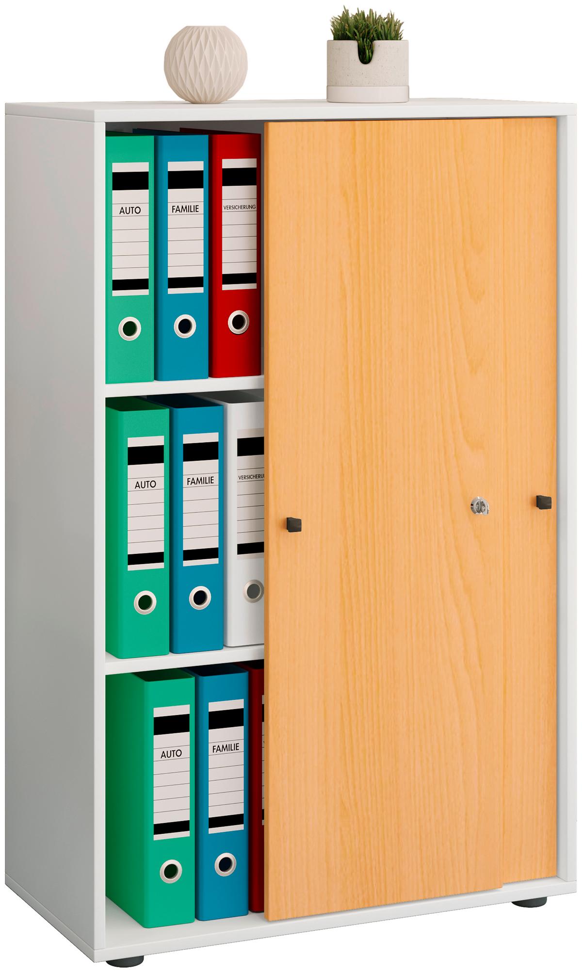 AKTENSCHRANK LONA XL - Weiss/Buchefarben, Design, Holzwerkstoff (70/110/39cm) - MID.YOU
