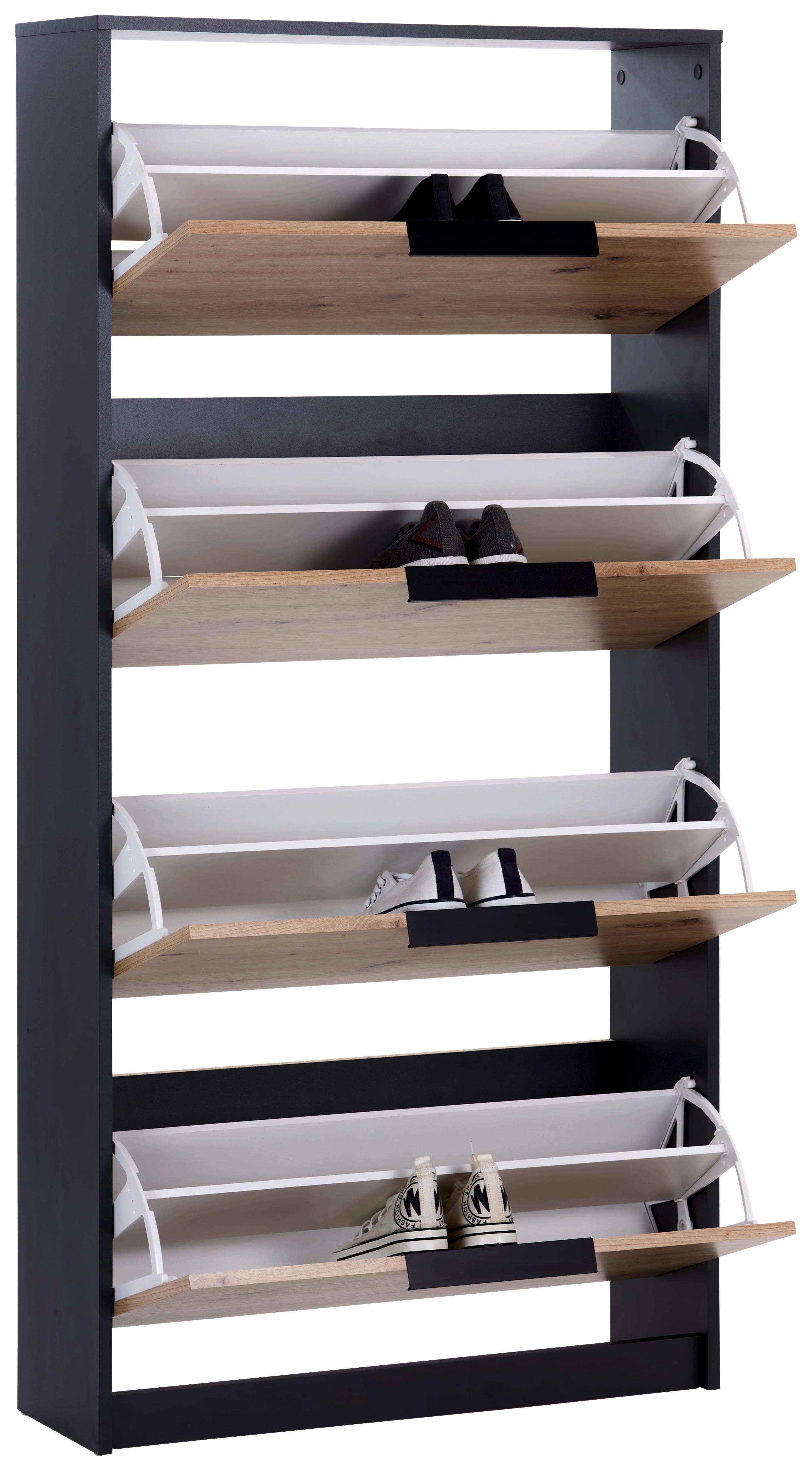 Omara Z Loputami Za Čevlje Anna 01, Antracit, Hrast - črna/barve hrasta, Moderno, kovina/leseni material (79/162,3/25cm) - Mömax