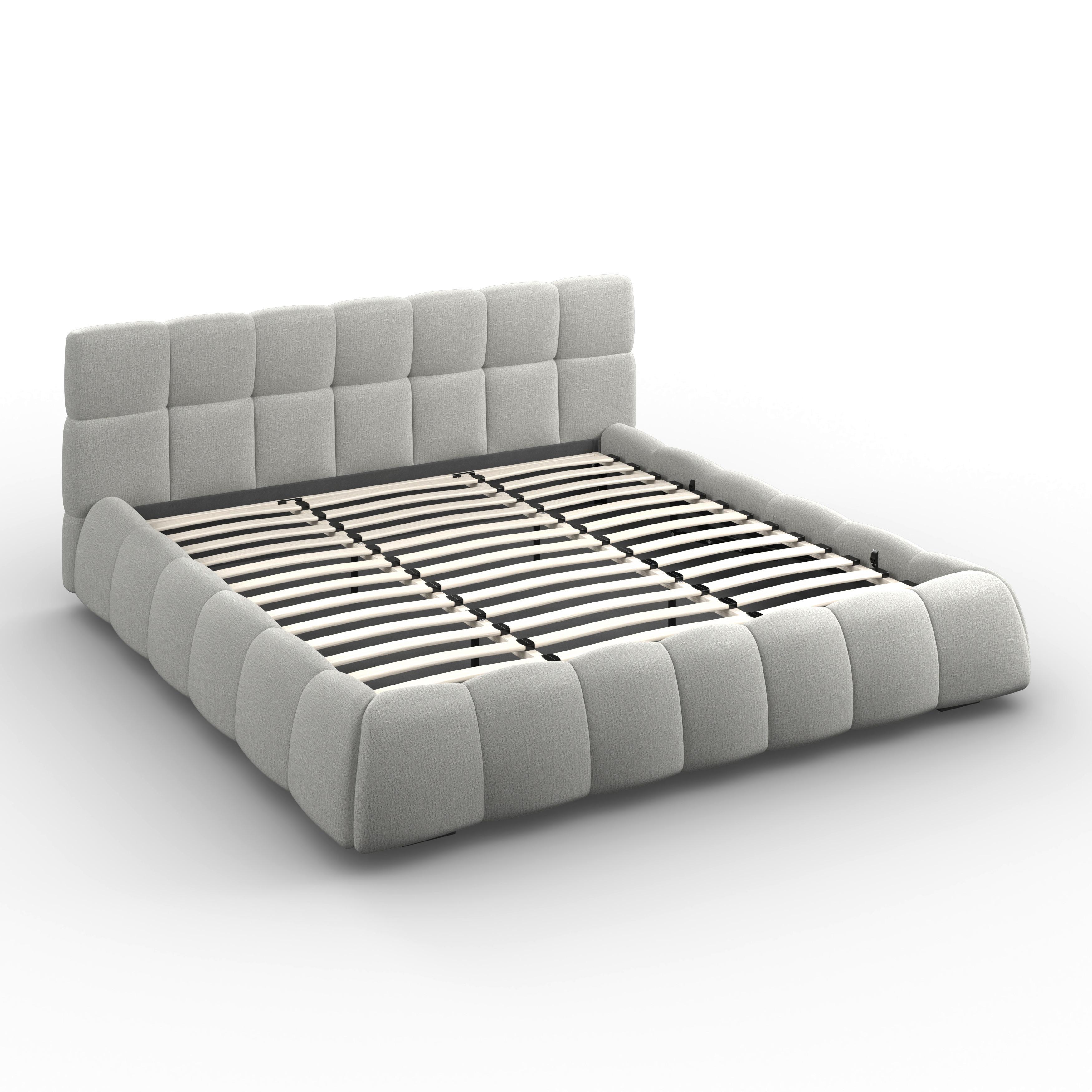 POLSTERBETT MARIJA - Edelstahlfarben/Hellgrau, MODERN, Holz/Textil (180/200cm) - Bessagi Home