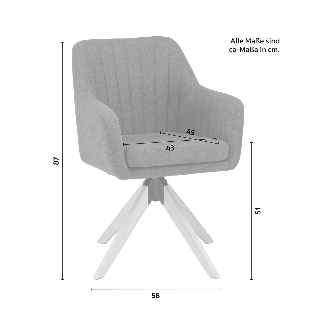 Armlehnstuhl Lucita Dunkelgrau Samt Drehbar Gepolstert - Dunkelgrau/Naturfarben, MODERN, Holz/Textil (59/88/60cm) - Bessagi Home