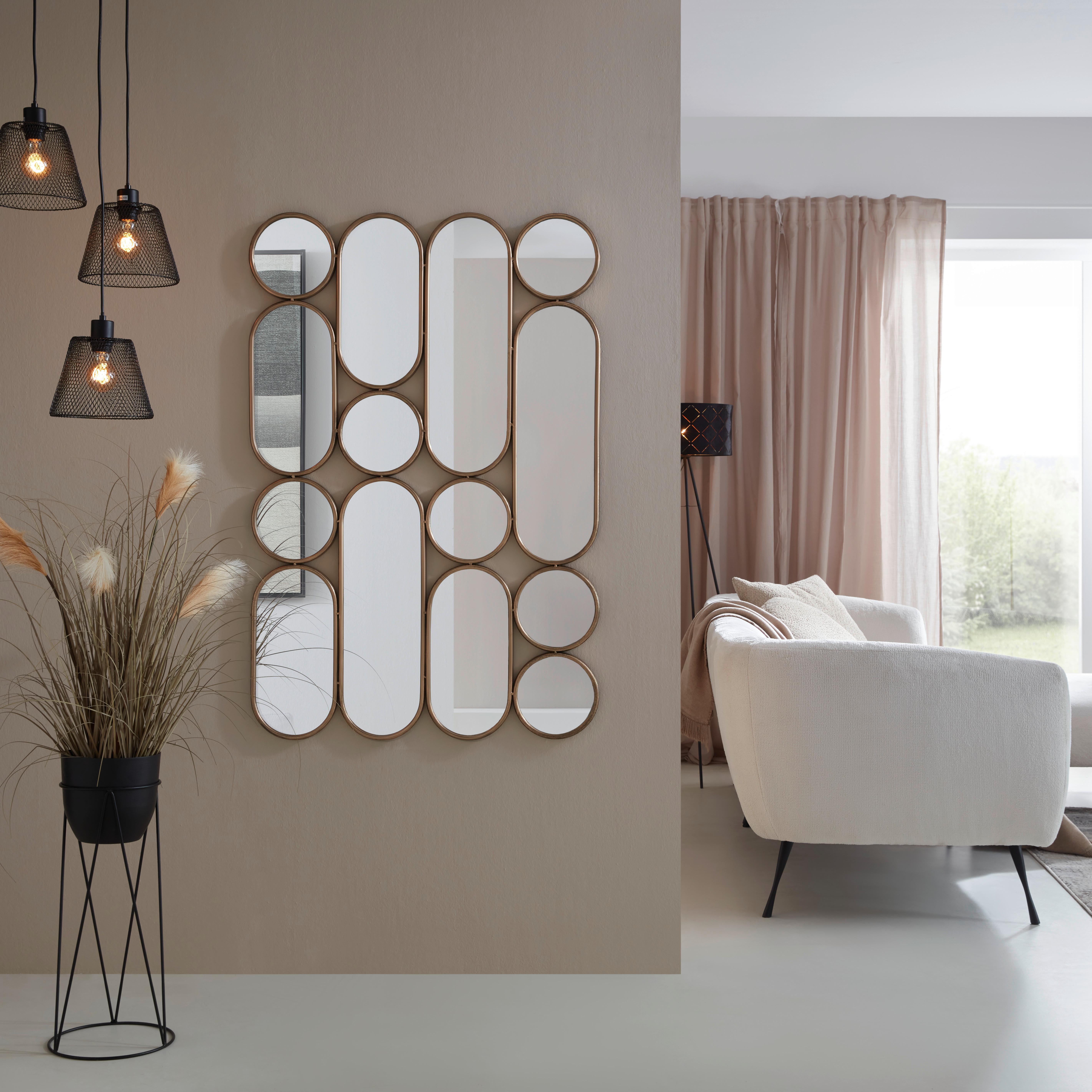 Wandspiegel ARCO Metallrahmen goldfarben - Goldfarben, ROMANTIK / LANDHAUS, Glas/Kunststoff (80/120/2,5cm) - Premium Living