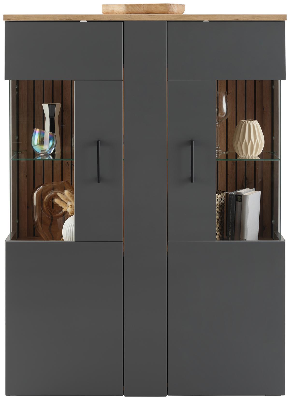 Komoda Visoka Amare - crna, Moderno, staklo/drvni materijal (102,2/138/35cm)