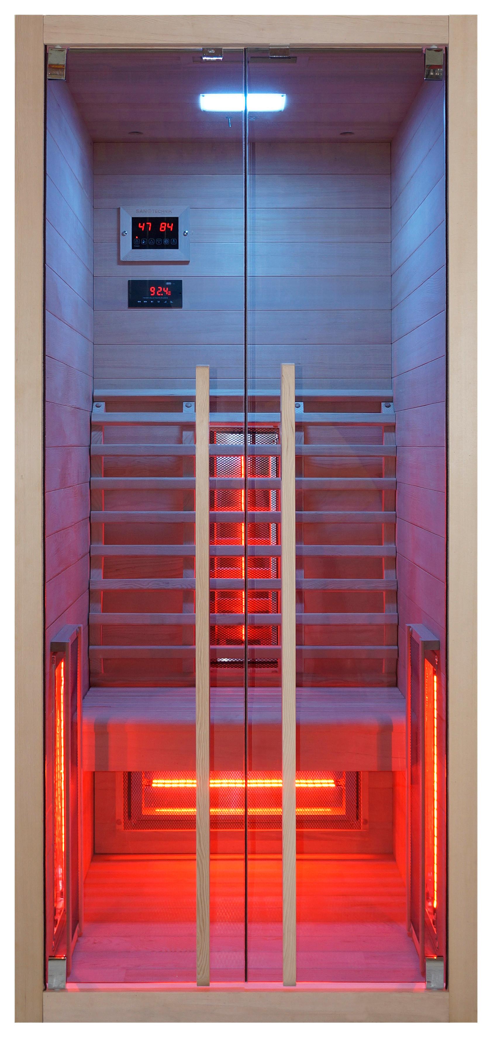 Infrarotkabine Ruby ca. 90,5x195x100cm - Naturfarben, Basics, Holz (90,5/195/100cm) - Sanotechnik