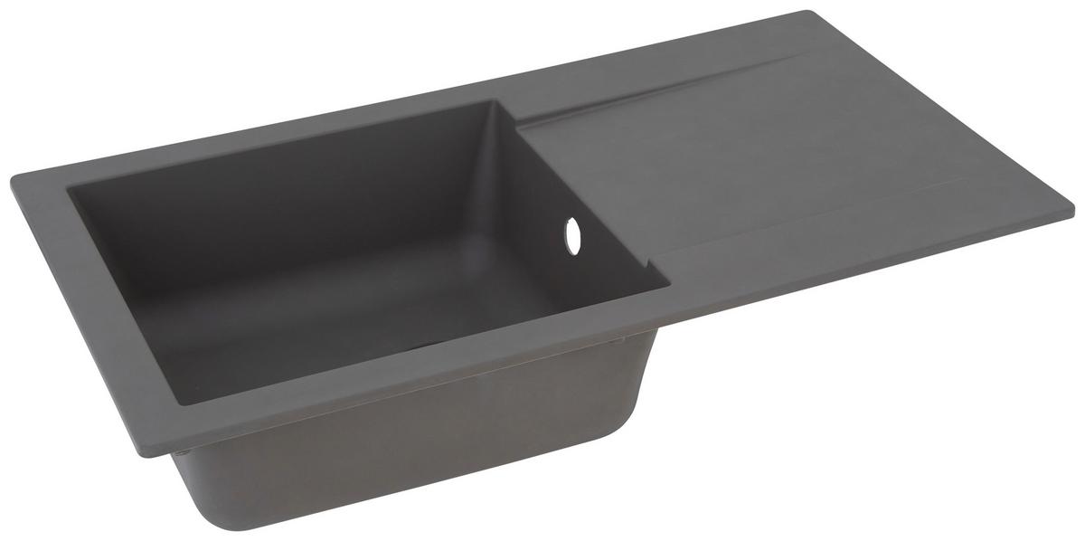 Einbauspüle Denver ca. 78x17x43,5 cm Grau - Grau, Trend, Glas/Kunststoff (78/17/43,5cm) - Respekta