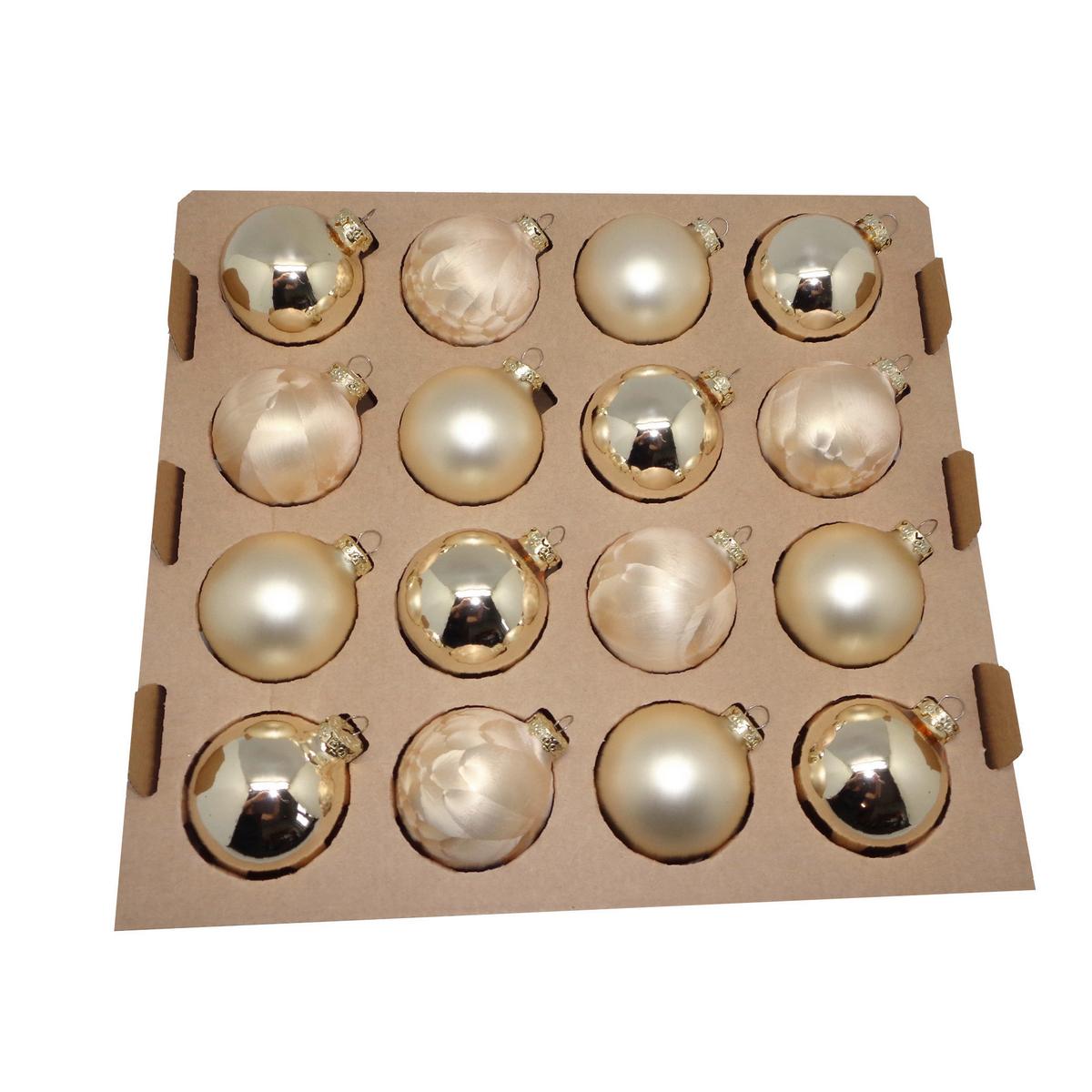 ZESTAW BOMBEK CHOINKOWYCH 616-2038-900 - szampanowy, Konventionell, szkło (6cm) - X-Mas