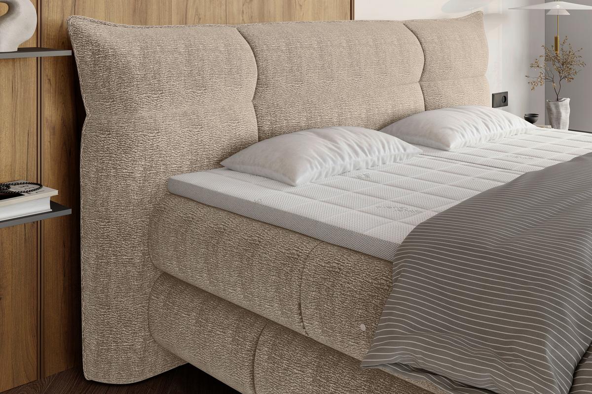 Boxspringbett Auris Beige ca. 180x200cm - Beige/Schwarz, KONVENTIONELL, Kunststoff/Textil (180/200cm) - Sembella