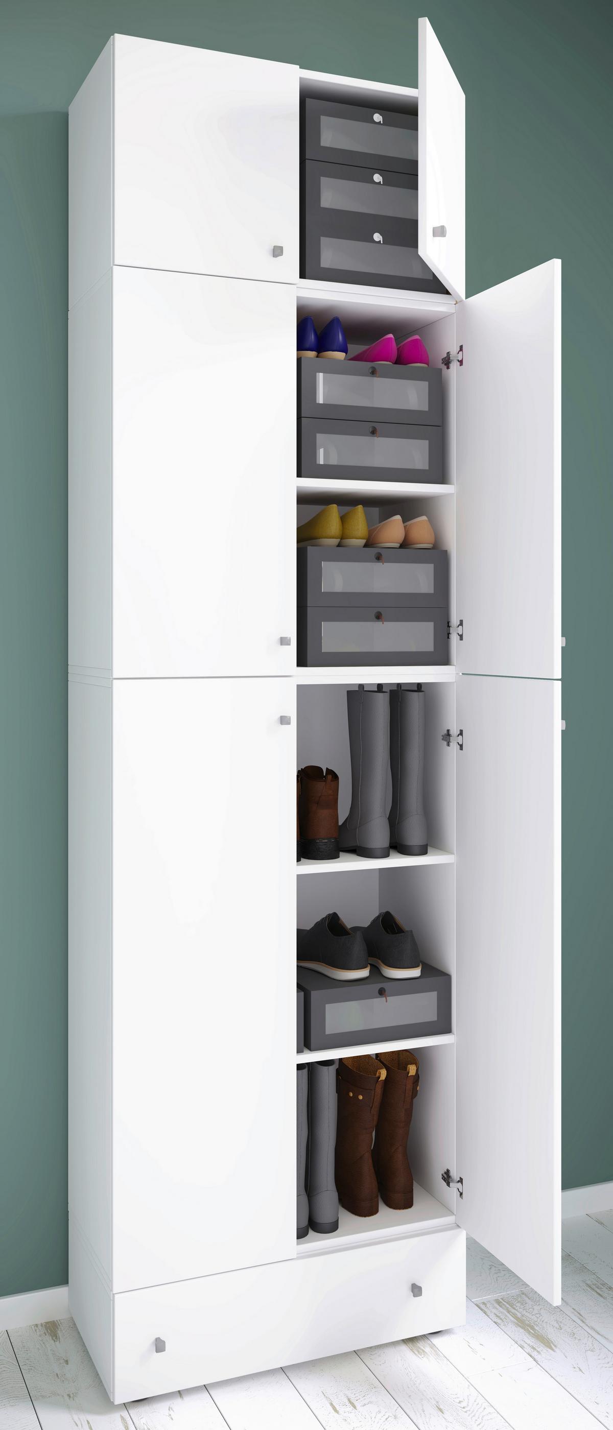 Schuhschrank Lona XXL ca.70x240x39cm Weiß - Weiß/Grau, MODERN, Holzwerkstoff/Kunststoff (70/240/39cm) - MID.YOU