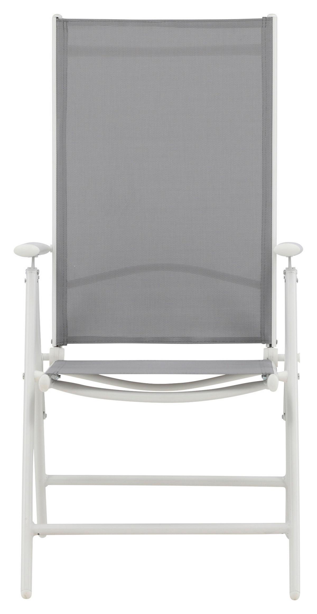 Gartenstuhl 2er-Set Break ca. 55x108 cm Grau/Weiß - Weiß/Grau, KONVENTIONELL, Textil/Metall (55/108/62cm) - Gardenson