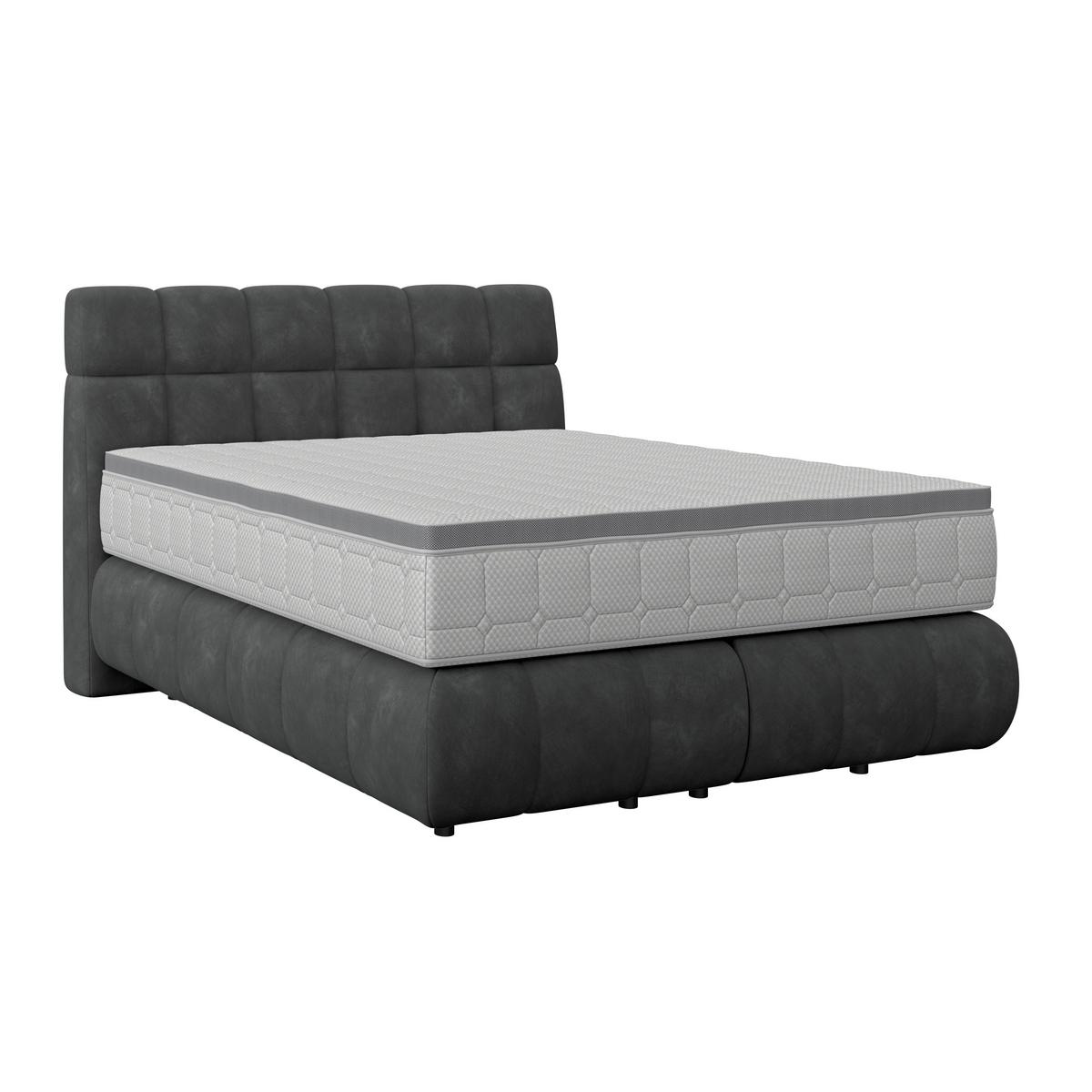 Boxspring Krevet Nobu - crna/antracit, Trend, drvo/tekstil (140/200cm) - Premium Living