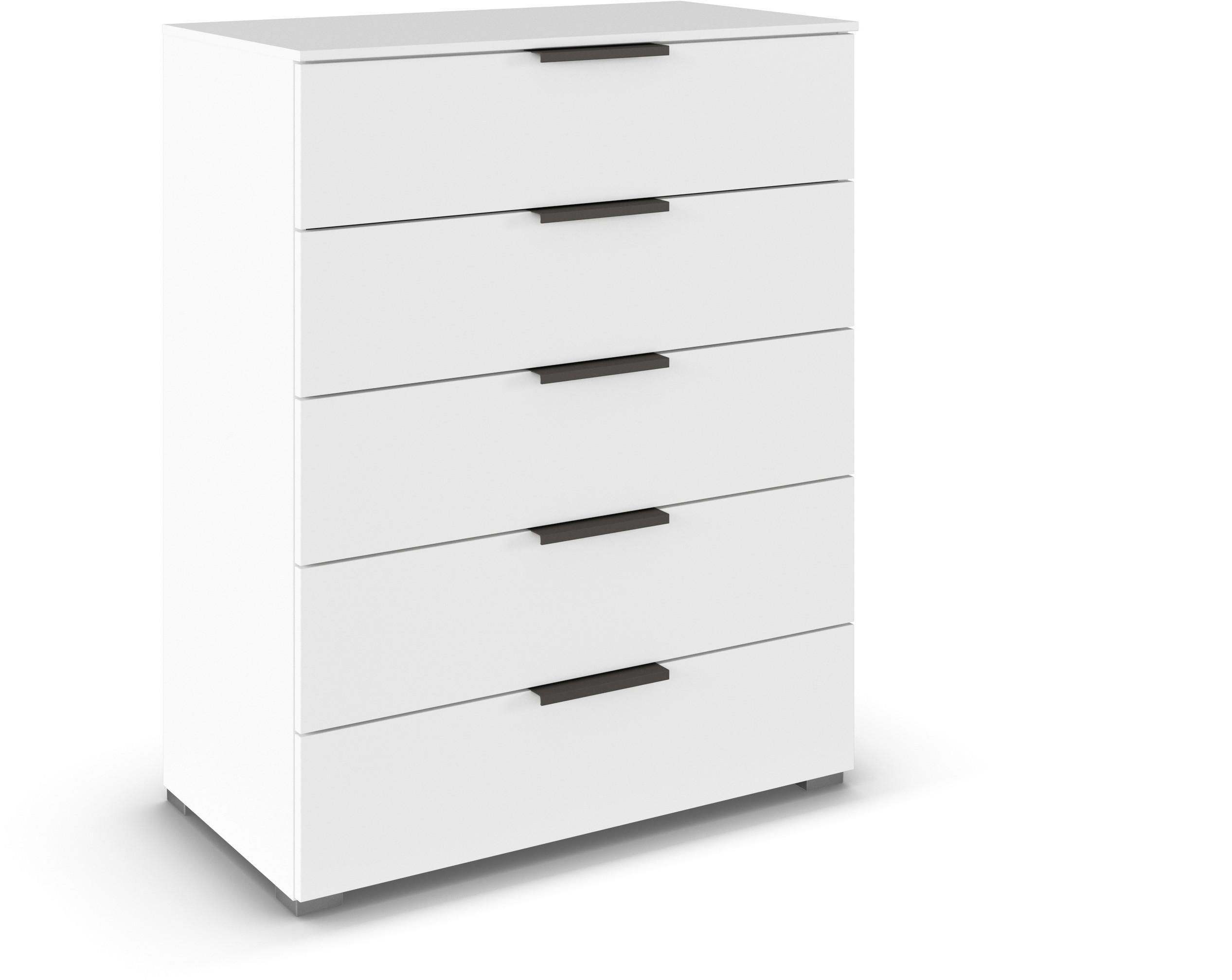 Komoda Paola, Bela - bela/barve aluminija, Trend, kovina (80/100/42cm) - Novel