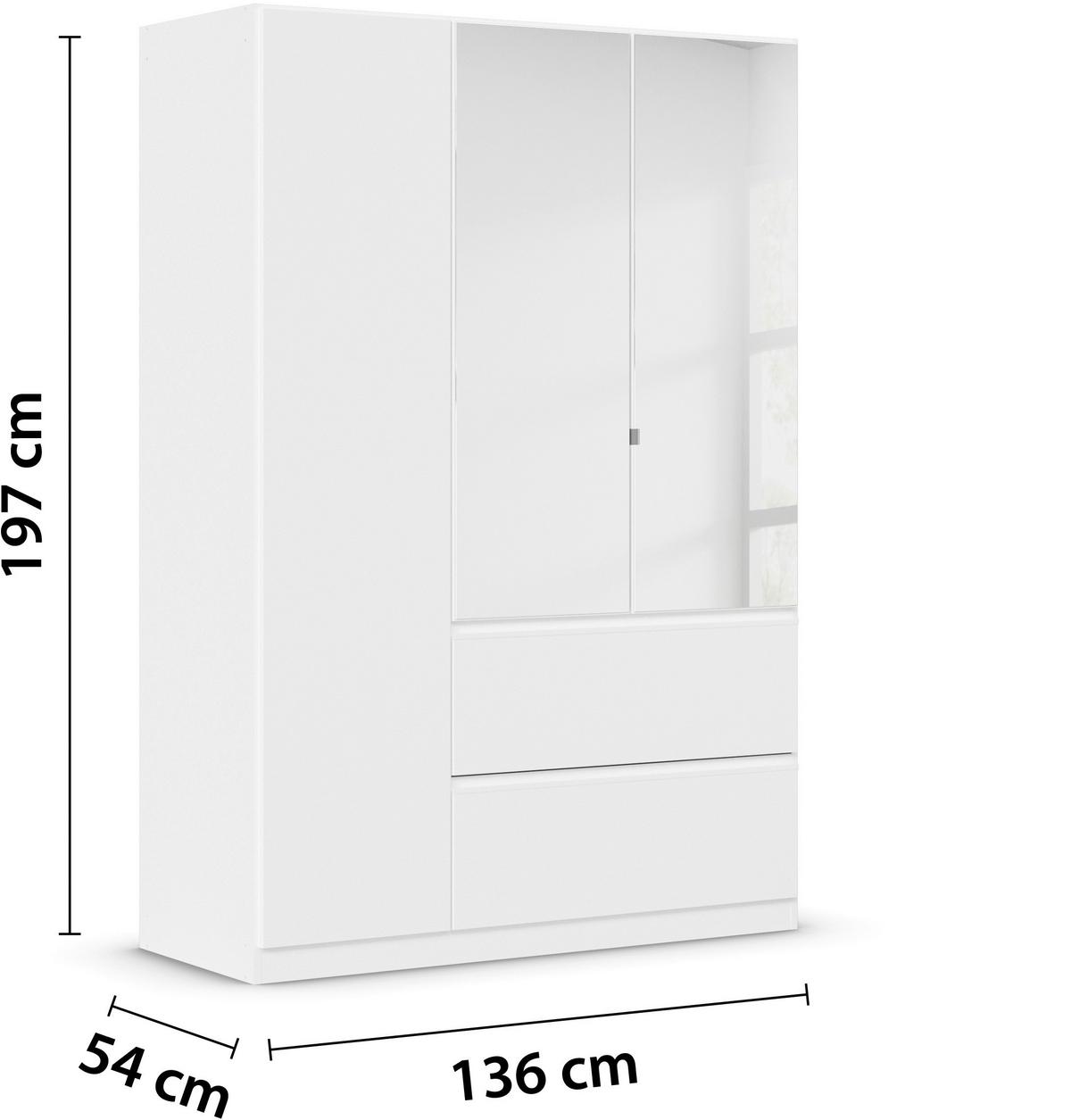 Omara S Klasičnimi Vrati Costa, Bela - bela, Moderno, leseni material (136/197/54cm) - Rauch Möbel