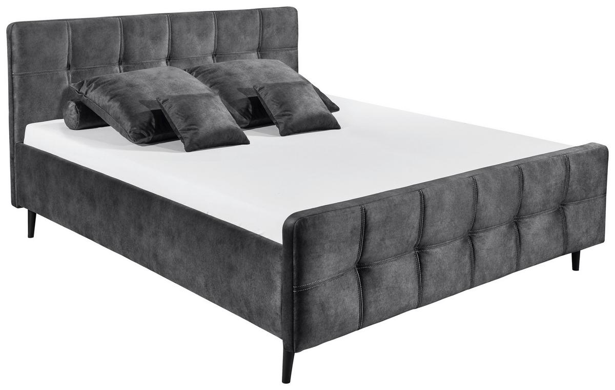 Polsterbett in Anthrazit ca. 280x200 cm 'Mario C' - Anthrazit/Schwarz, Basics, Holz/Holzwerkstoff (180/200cm) - MID.YOU