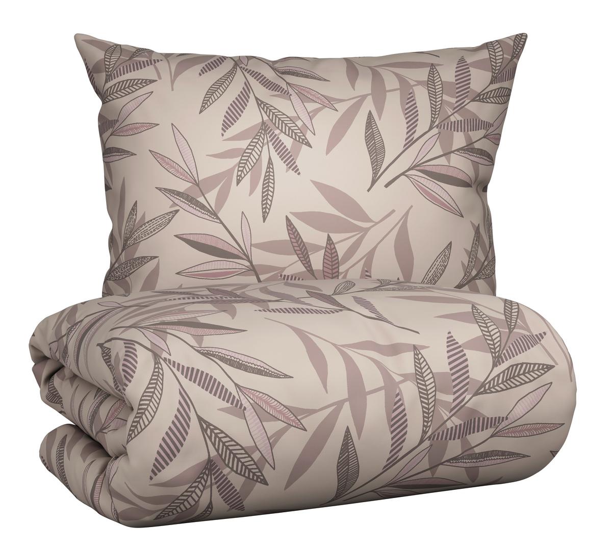 Bettwäsche Stitched Leaves Beige/Mauve ca. 140x200cm - Beige/Mauve, Textil (140/200cm) - Modern Living