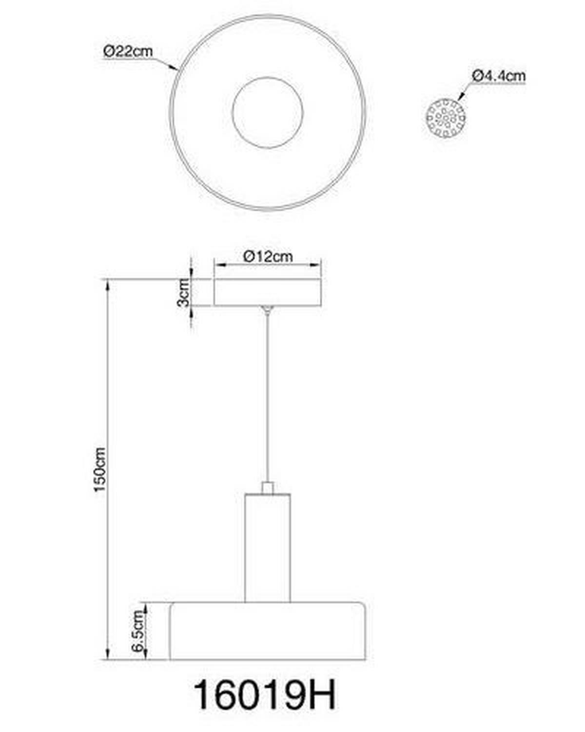 LED-HÄNGELEUCHTE 16019H  GRANT - Schwarz/Grau, Design, Glas/Kunststoff (22/150cm) - Globo