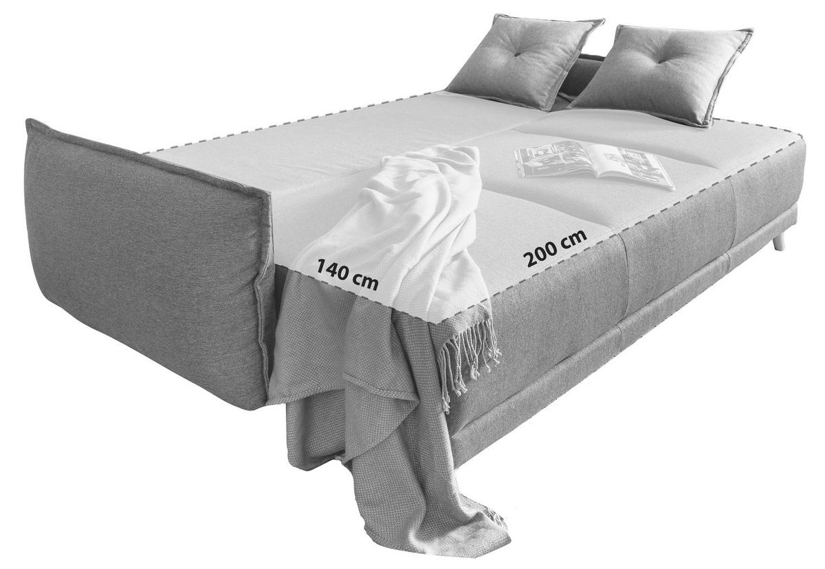 Schlafsofa in Hellgrau ´LAZY LUKKA HELLGRAU ´ - Hellgrau/Kieferfarben, Basics, Holz/Textil (230/80/100cm) - MID.YOU