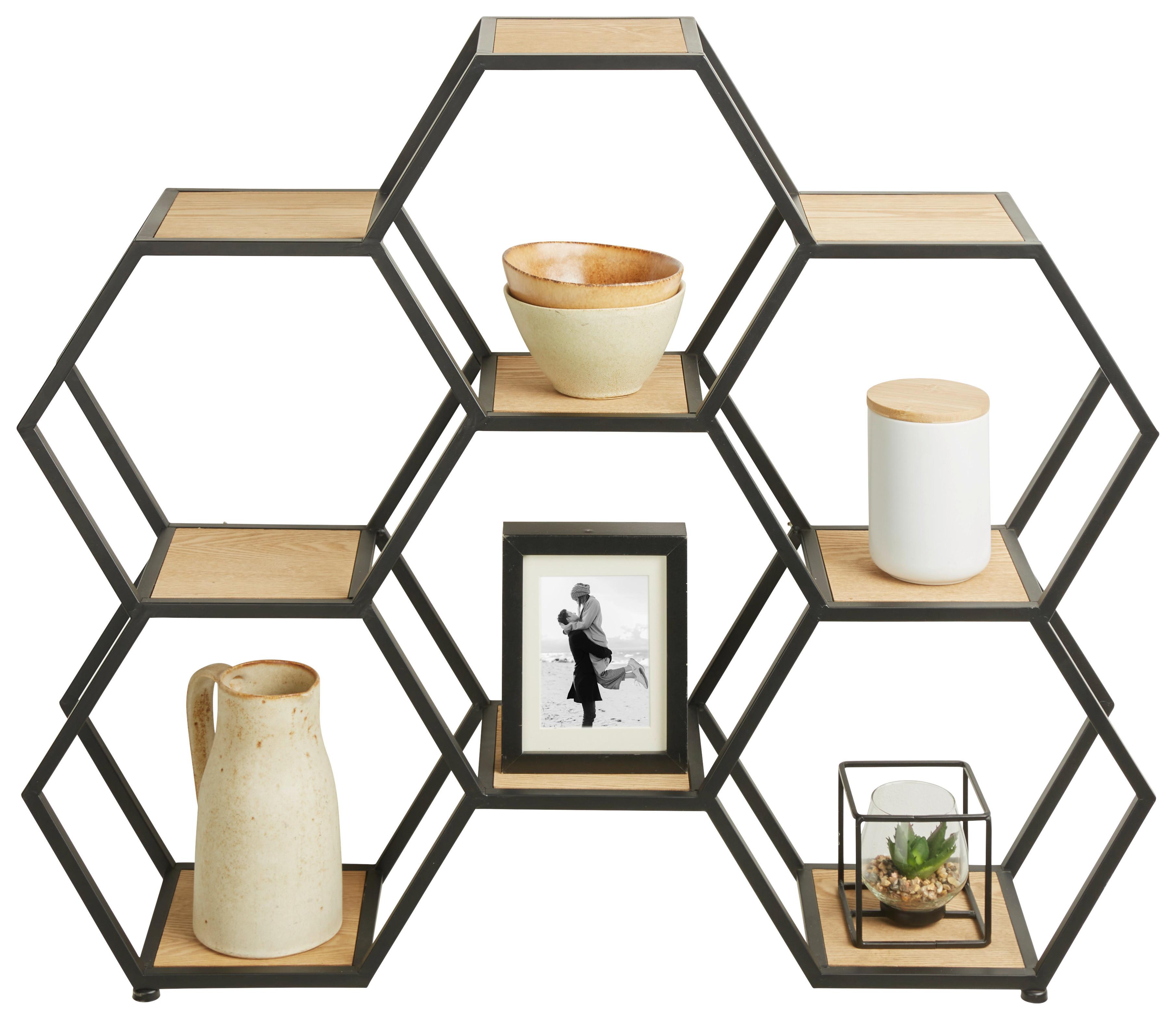 Standregal in Naturfarben/Schwarz - Schwarz/Naturfarben, Lifestyle, Holz/Holzwerkstoff (90/78/20cm) - Premium Living
