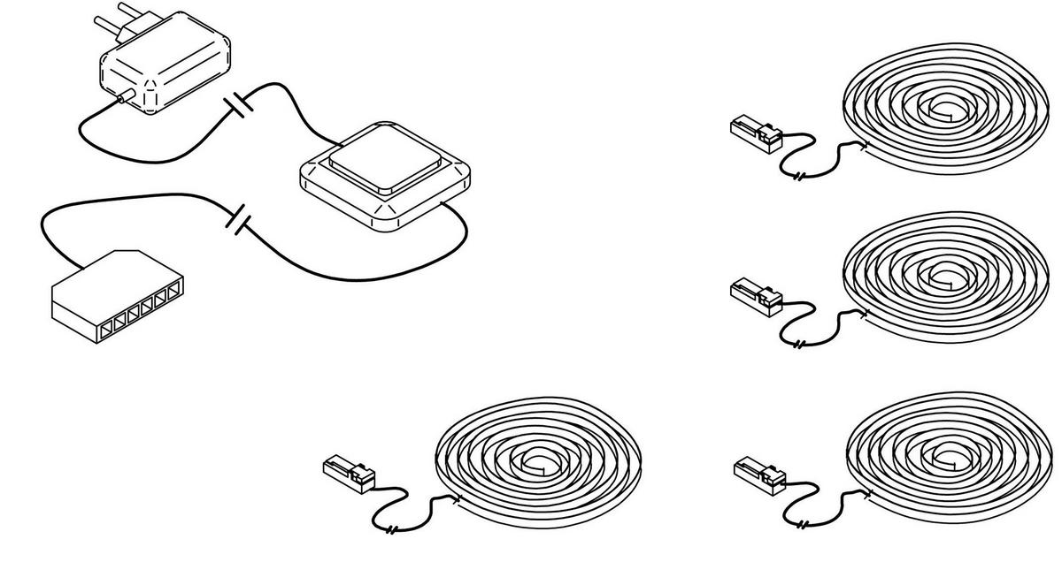 Lichtleistenset Cremona Schwarz/Weiß max. 14,5 Watt - Schwarz/Weiß, MODERN, Kunststoff (2x110+2x35cm) - Premium Living