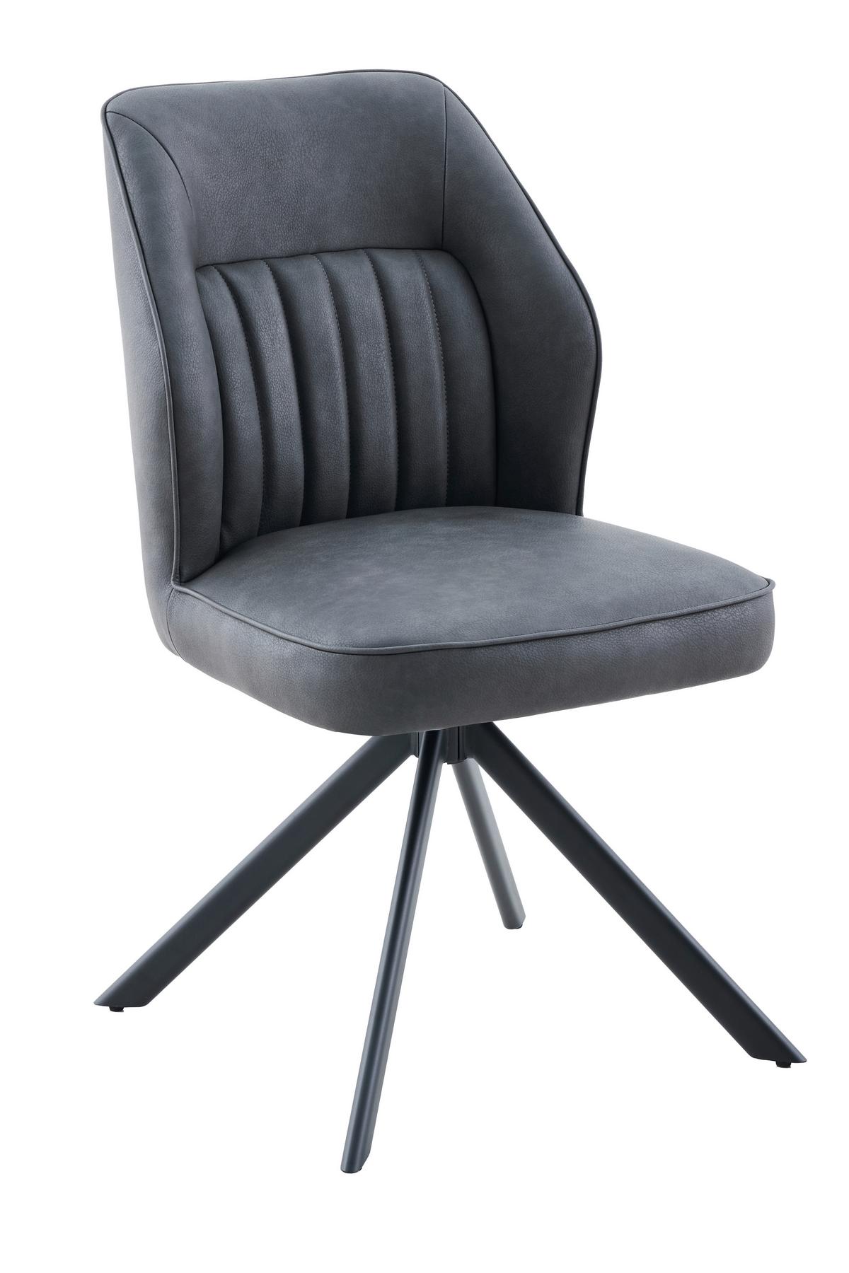 STUHL-SET PRIZZI S 2ER-SET - Anthrazit/Schwarz, MODERN, Textil/Metall (51/92/65cm) - MID.YOU